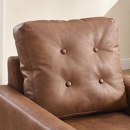 Miniatura 9 de Sillón moderno de mediados de siglo silla decorativa de lino tapizada con patas de madera botón de dormitorio silla de lectura cómoda para sala de