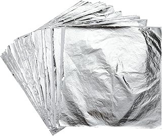 Imitation Leaf for Gilding Crafting, Silver Imitation Sheets for Furnitu...