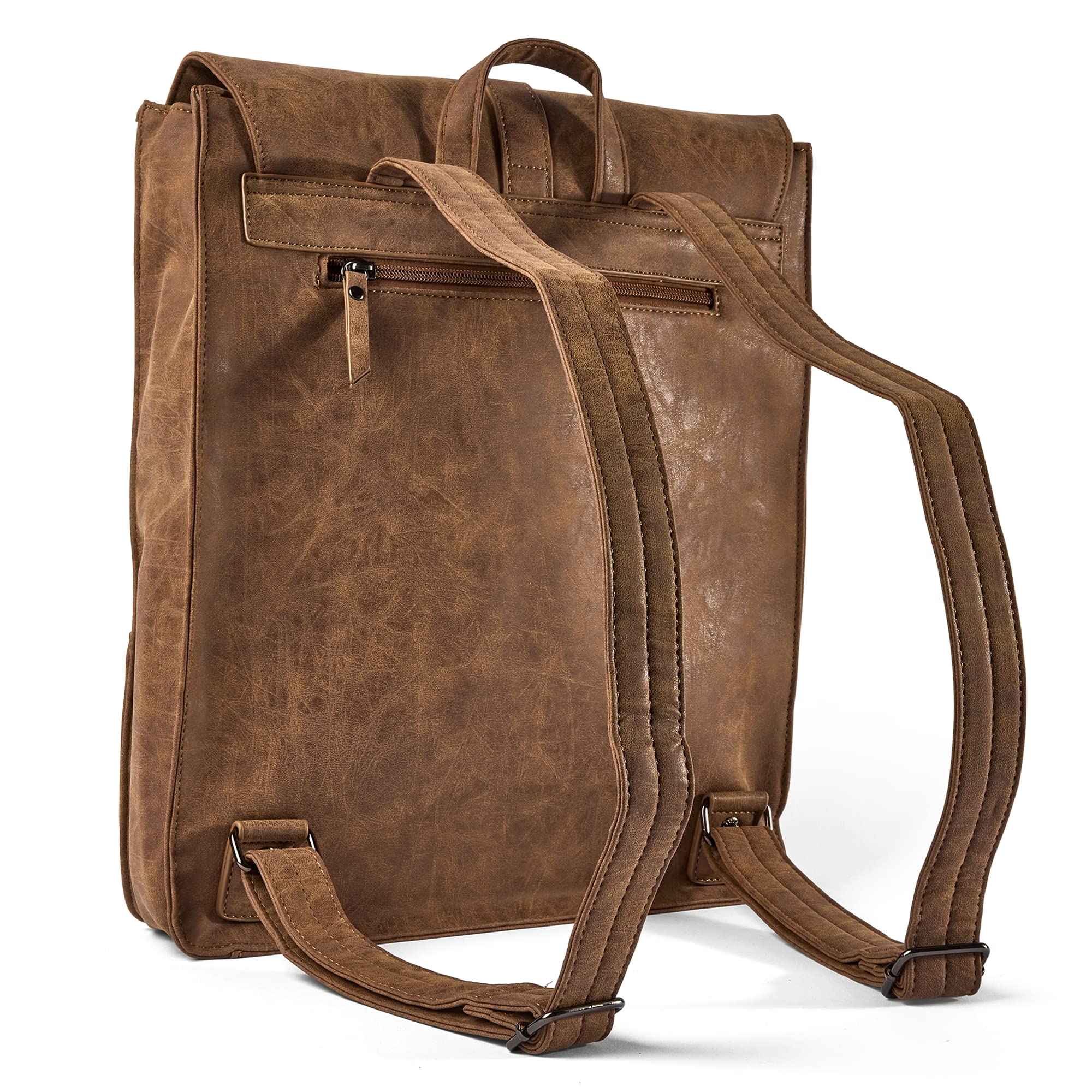 your surprise Lederrucksack für Damen, Herren und Kindern personalisierbar aus Kunstleder in braun, perfekter Tagesrucksack mit Name mit verstellbaren Trägern (L)
