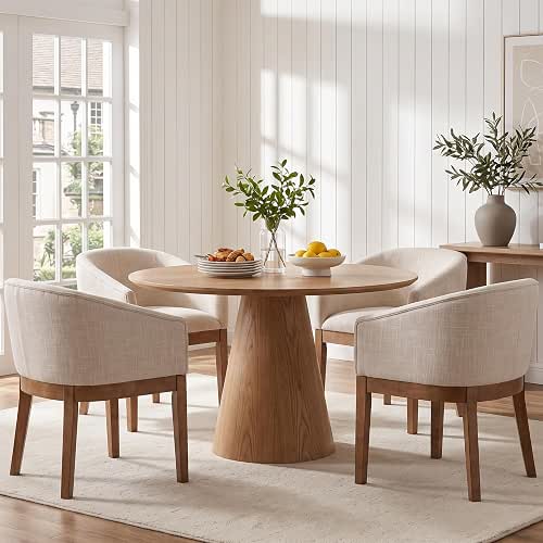 RIVOVA Barrel Dining Chairs Set of 4, Upholstered Kitchen Chairs,
