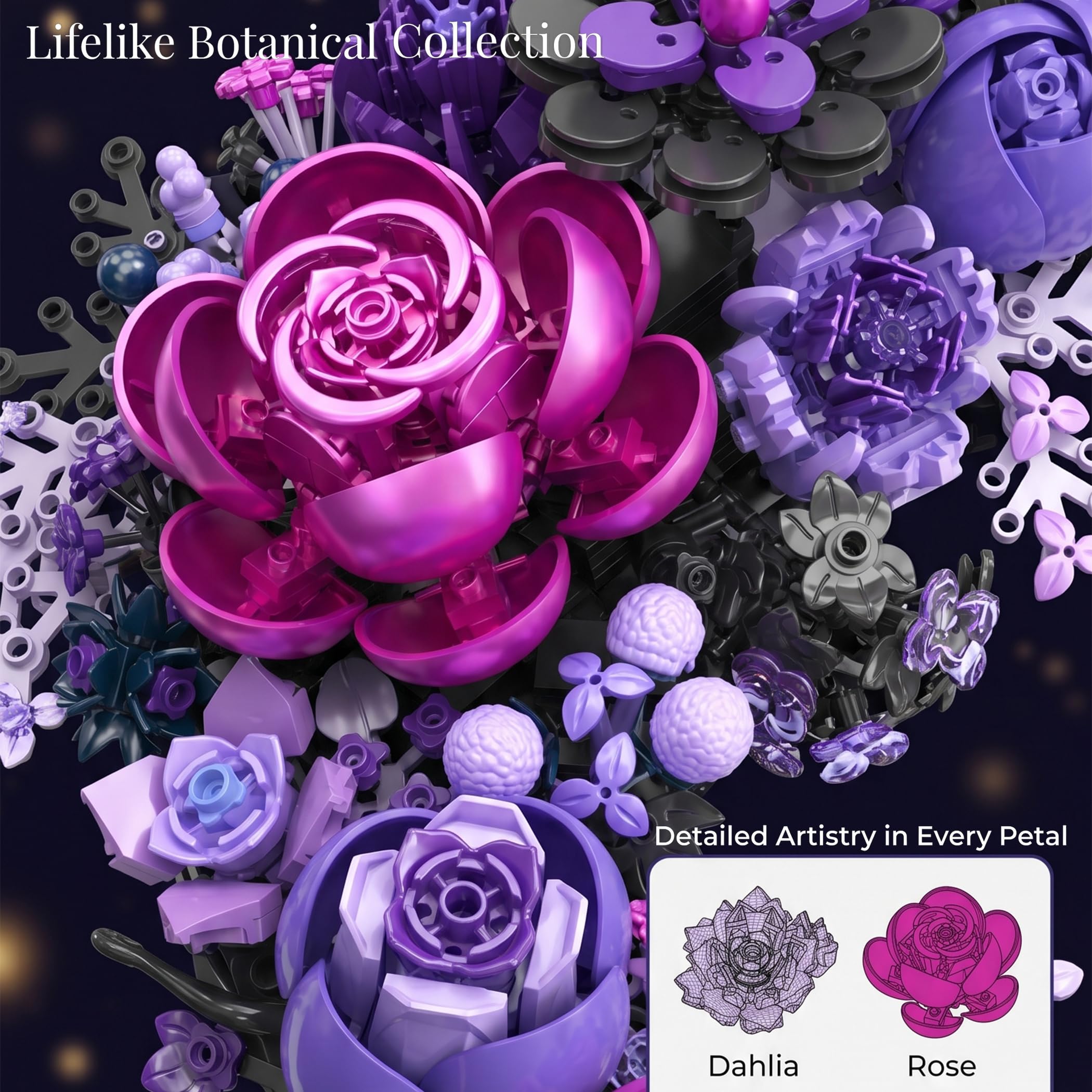 Amazon.com: Loyratche Purple Moon Flower Building Set, Botanical