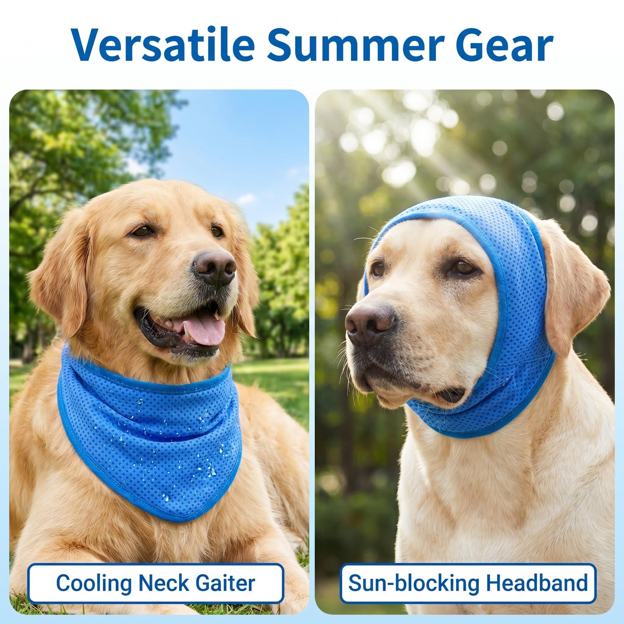 Kühlhalsband für Hunde Selbstkühlendes Kühlband für Sommerhitze Kühlende Kopftücher Hunde Kühlkragen zum Umhängen für Spaziergang & Reise Kühlung Verstellbares Hundehalsband für alle Größen (L)