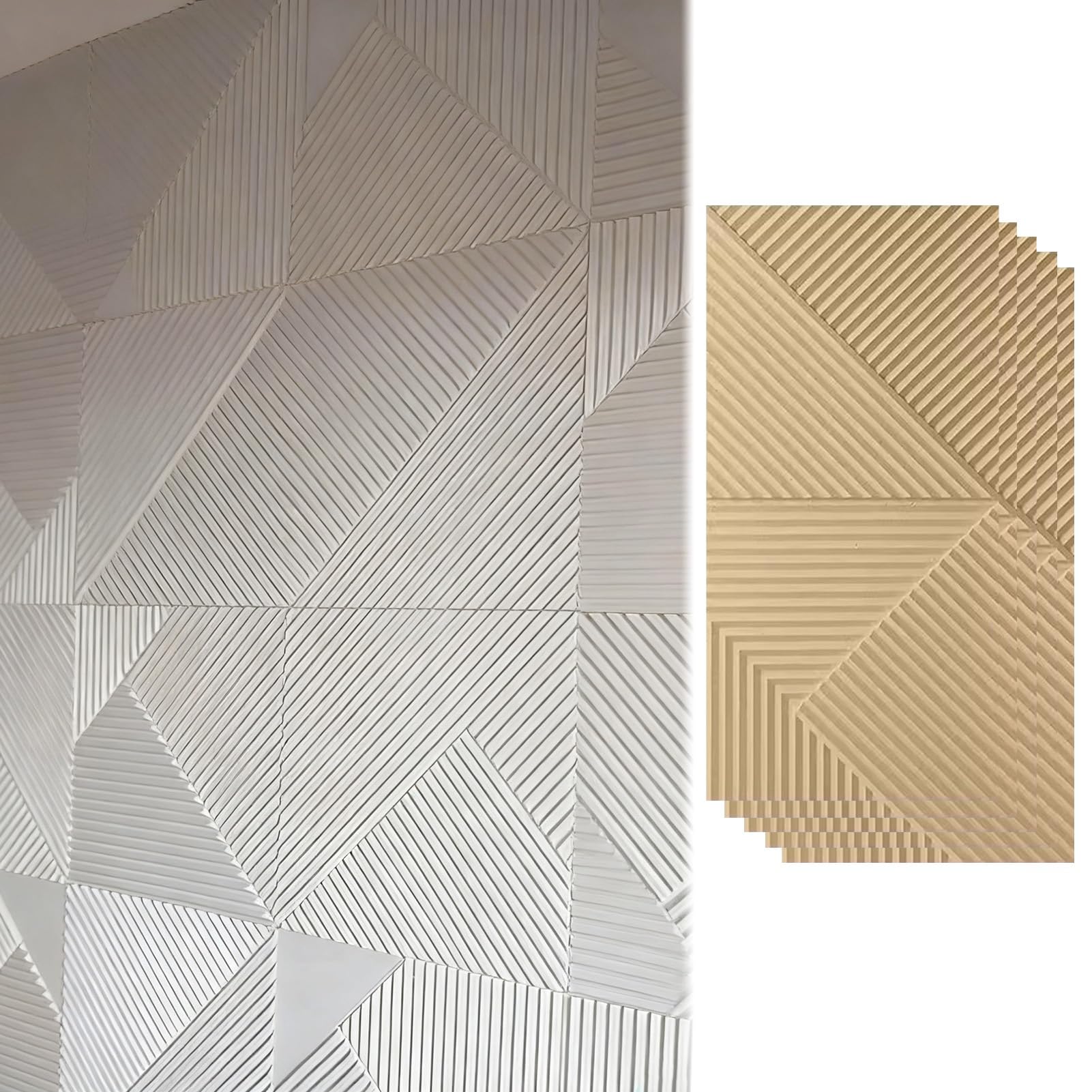 Revêtement mural géométrique haut de gamme en polyuréthane texturé 3D