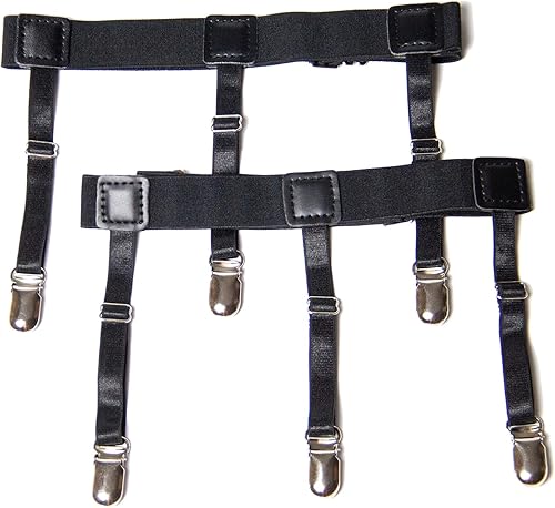 Miniatura 4 de Estancias de camisa para hombre, soportes para camisas, ligas de camisa, 1 par para hombres y mujeres (negro mágico), Negro -