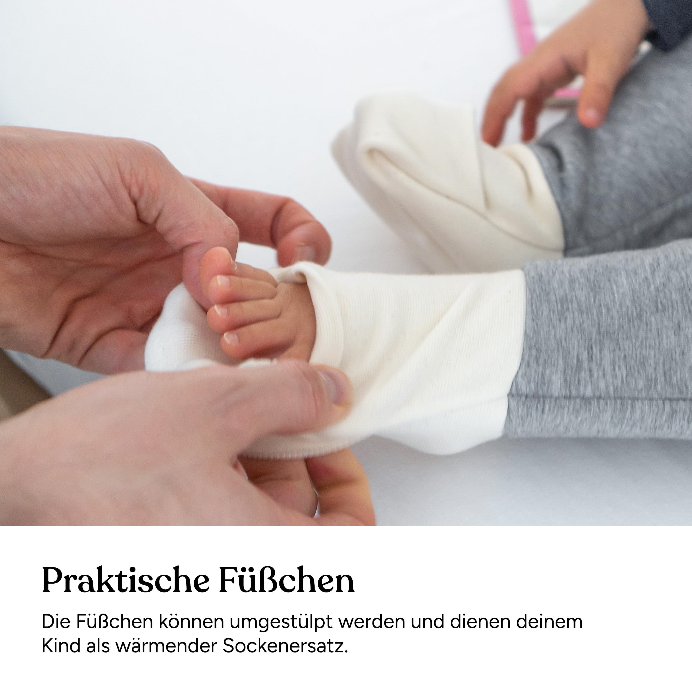 Ehrenkind® Ganzjahres-Schlafsack mit Füßen Wollfüllung | 100% Bio-Baumwolle mit 100% Wolle Füllung Baby-Schlafsack | OEKO-TEX | Hellgrau Melange 100