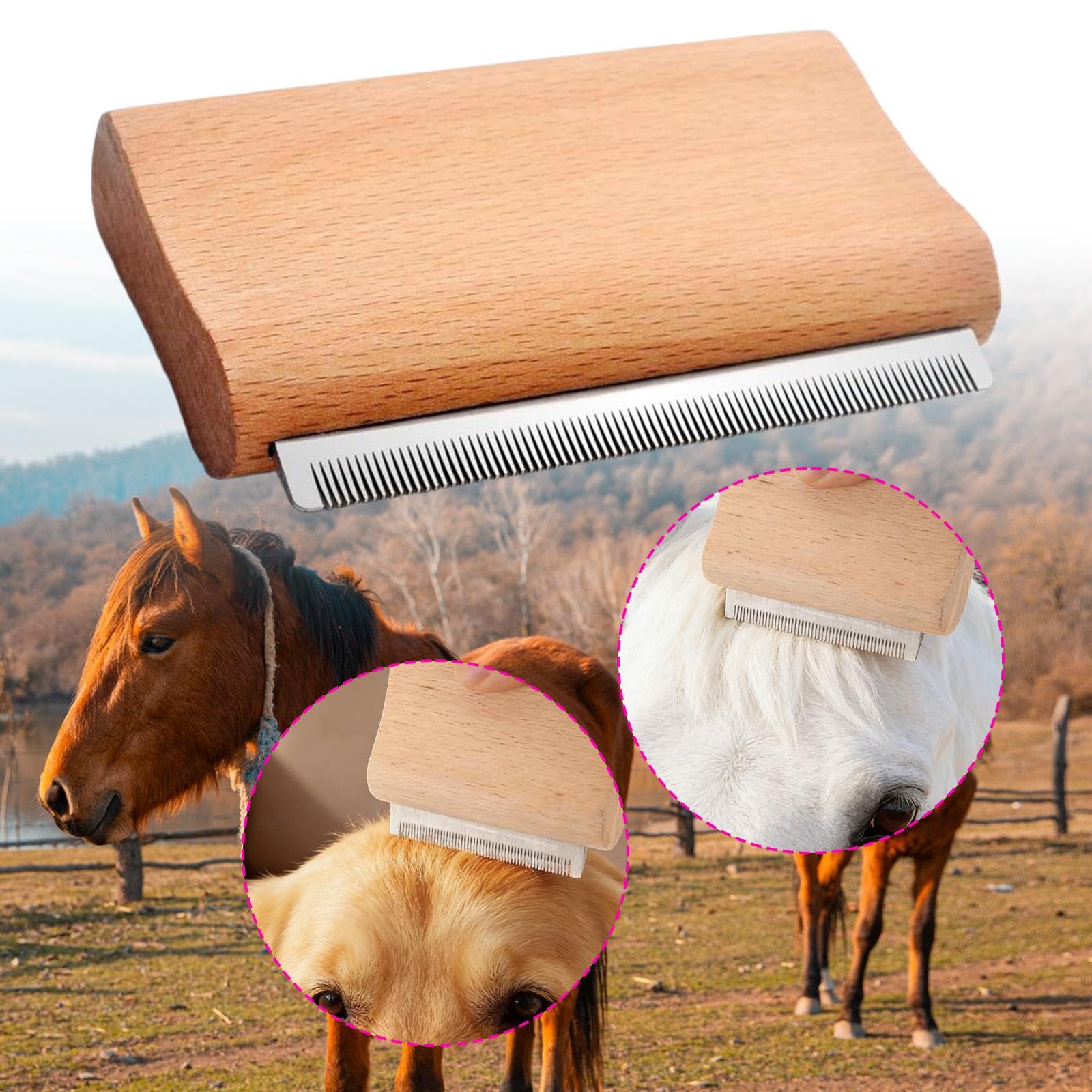 LOVIVER Brosse à Chevaux, étrille, Outil Professionnel d'épilation et de toilettage pour ânes et poneys en période de mue.