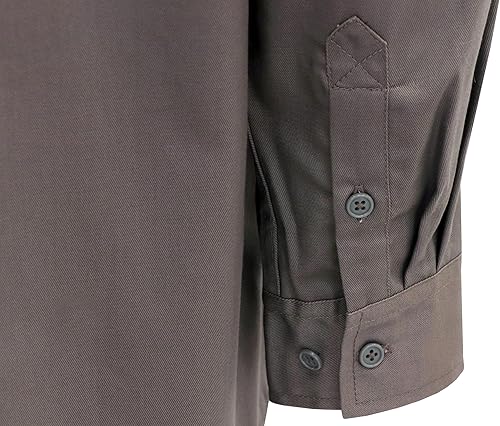 Miniatura 85 de BOCOMAL FR Shirts 6.25oz Camisas de soldadura ligeras Camiseta ignífuga para hombre ignífuga Rojo/Blanco,Gris,claro,Azul marino con broche