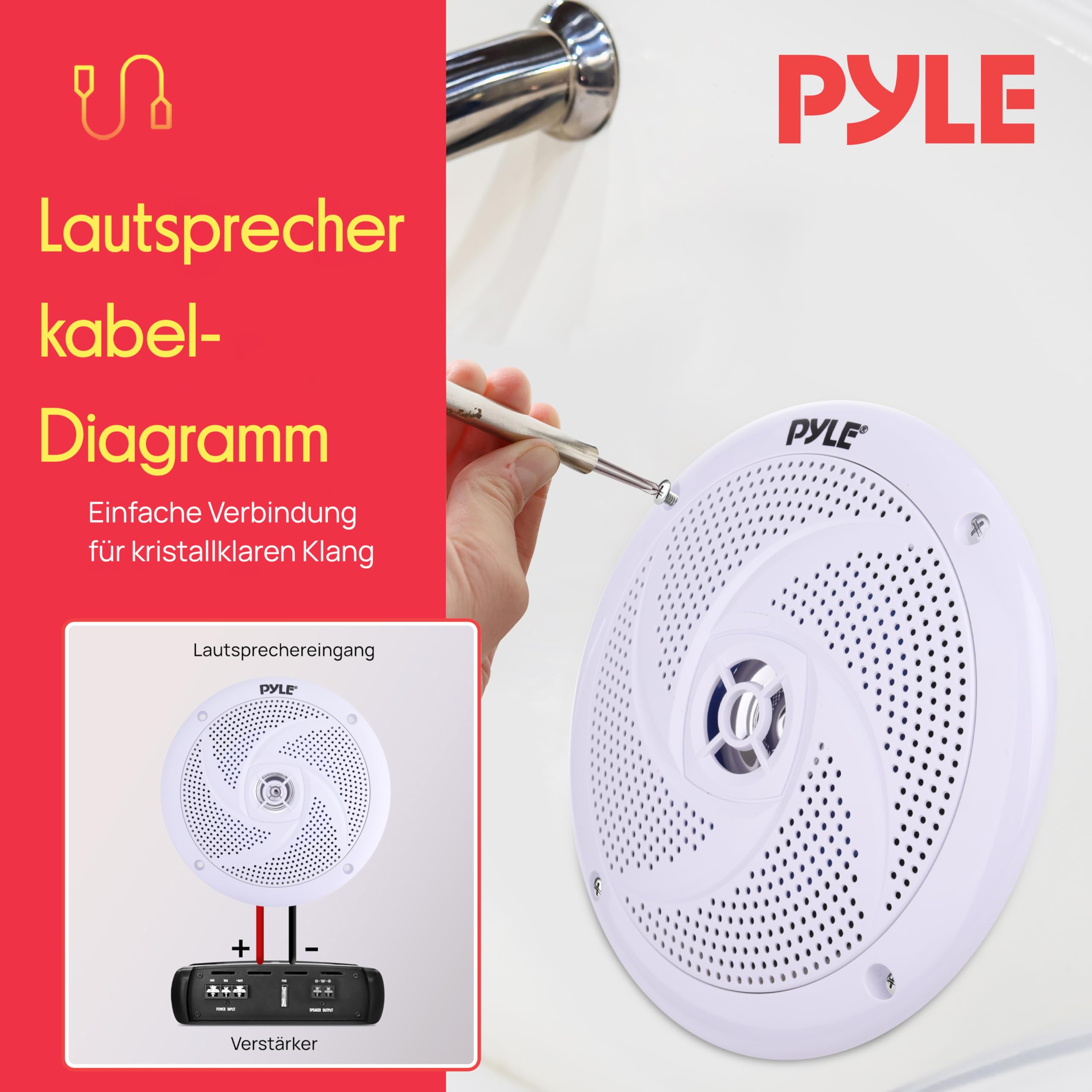 Pyle Outdoor Lautsprecher, 16.5cm- Aussenlautsprecher Wasserfest, 240W- Marine Lautsprecher, Outdoor Speaker- für Sommerfahrten mit Offroader, Boot, UTV, ATV, RV Auto & Golf Cart, Flach