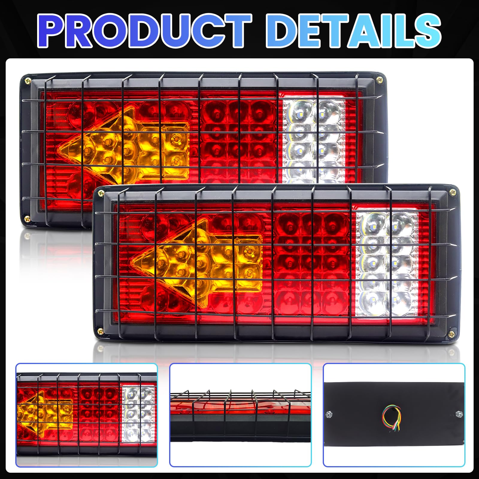 Luces traseras LED universales para remolque, camión, coche, barco, autobús (flecha cuadrada)