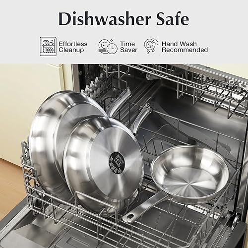 Miniatura 5 de KOCH SYSTEME CS Sartén de acero inoxidable de 8 pulgadas, sartenes pequeñas para utensilios de cocina profesionales, sartén de acero sin PFAS con