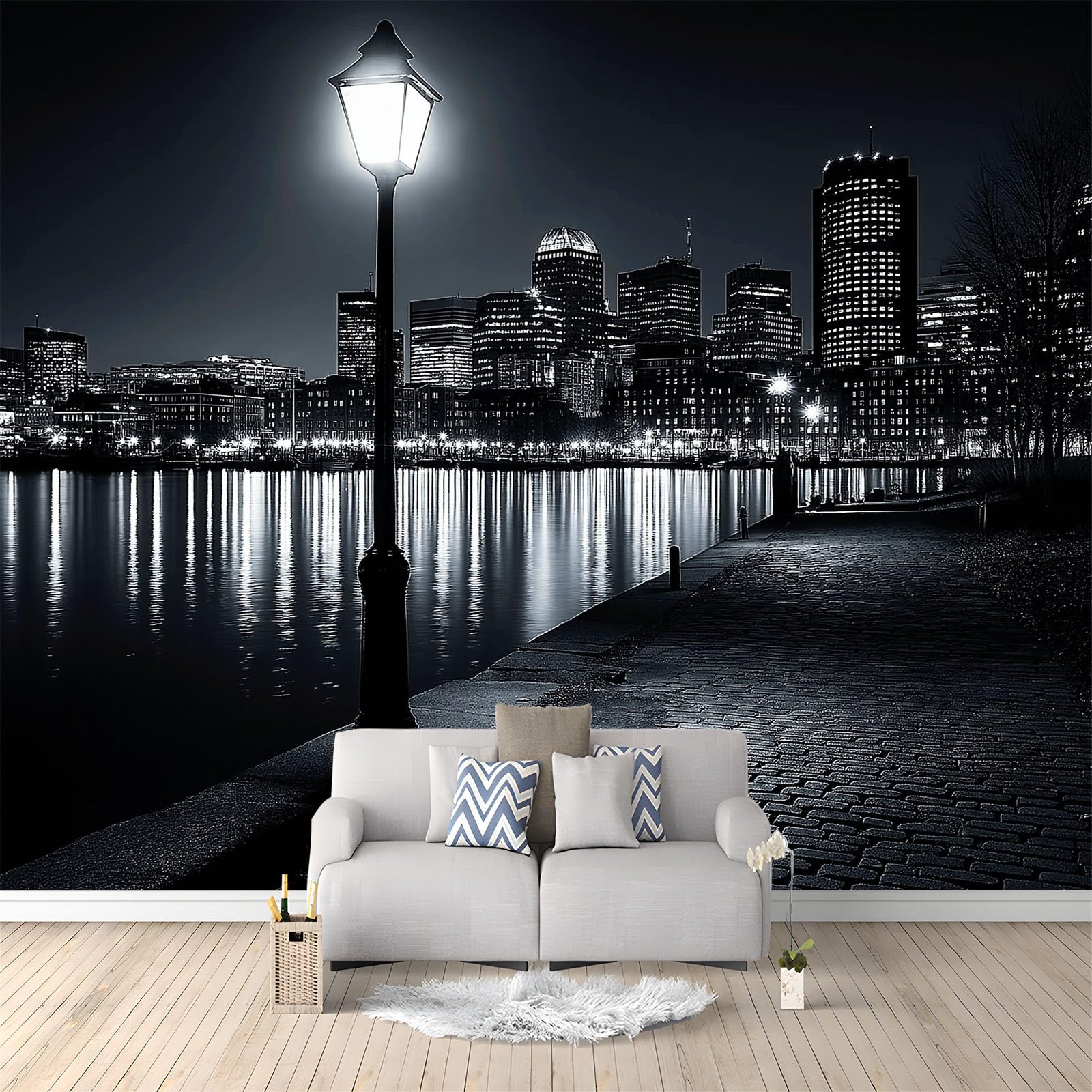 Tapeta mural do salonu szara scena nocna miasta 300 x 210 cm plakat fototapeta fototapeta z włókniny, nowoczesna sypialnia pokój dziecięcy tło dekoracja telewizora