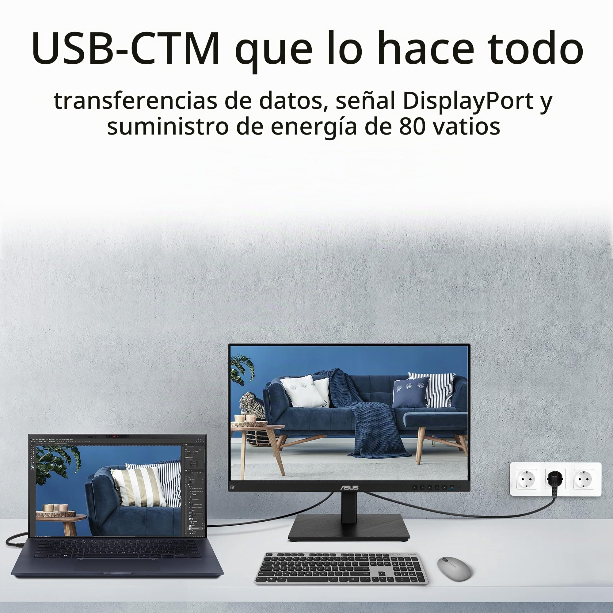 ASUS BE24ECSBT - Monitor Multitáctil de 24 Pulgadas, FHD, Multitáctil de 10 Puntos, IPS, USB-C, HDMI, DisplayPort Daisy Chain, Soporte Ergonómico, Eye Care, Baja Luz Azul, Montable en Pared