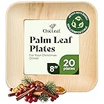 Chic Leaf Palm Leaf Plates 8 Inch - Disposable Bamboo Style Square Dinnerware for Christmas Turkey & Holiday Parties - Heavy Duty, Compostable Serving Dish for Appetizers & Dessert (20 Pack)