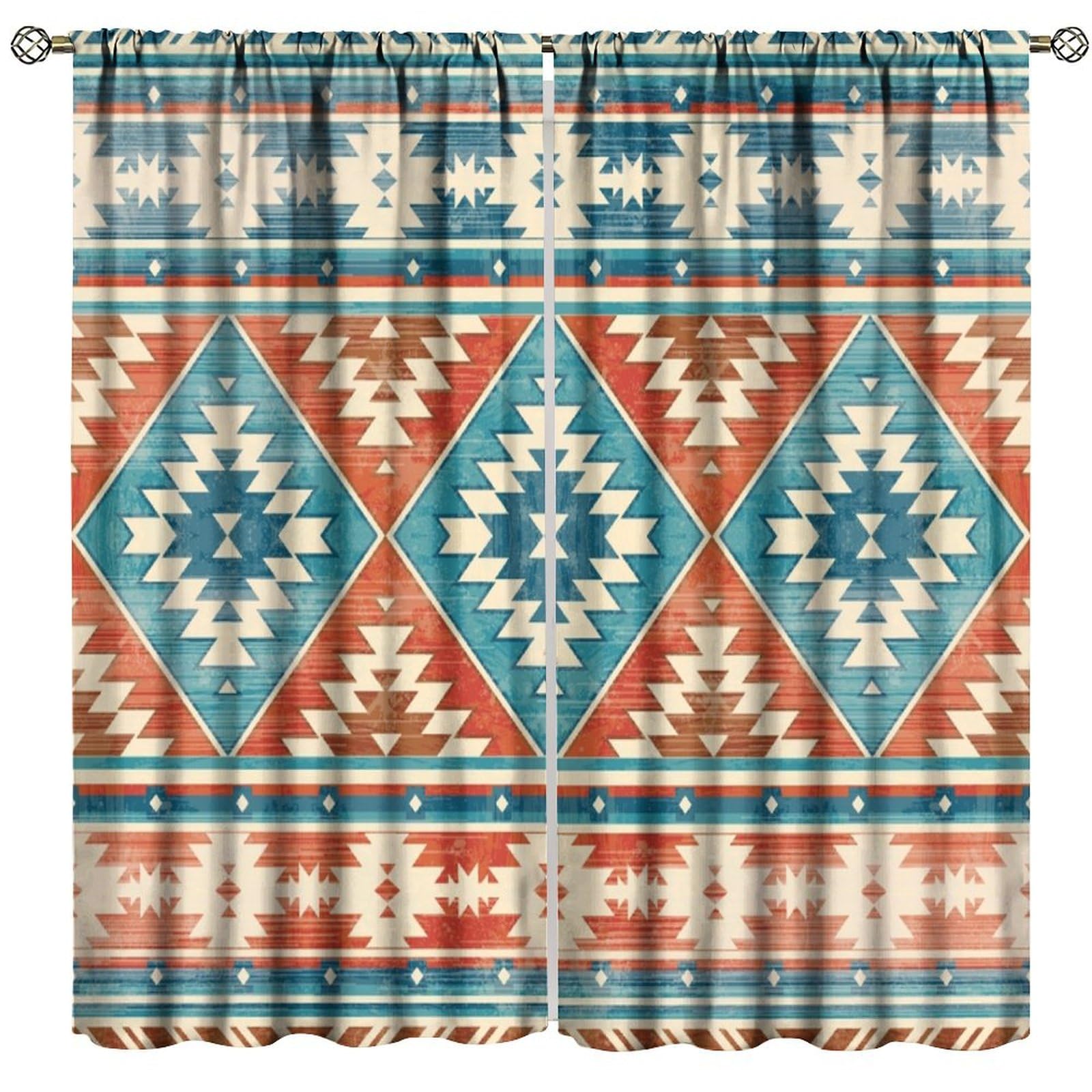 Aztec Blackout Curtains Southwestern Style Aztec Window Treatments Print Pattern Window Drapes 2 Panel Rod Pocket Curtain for Kitchen Bedroom Living