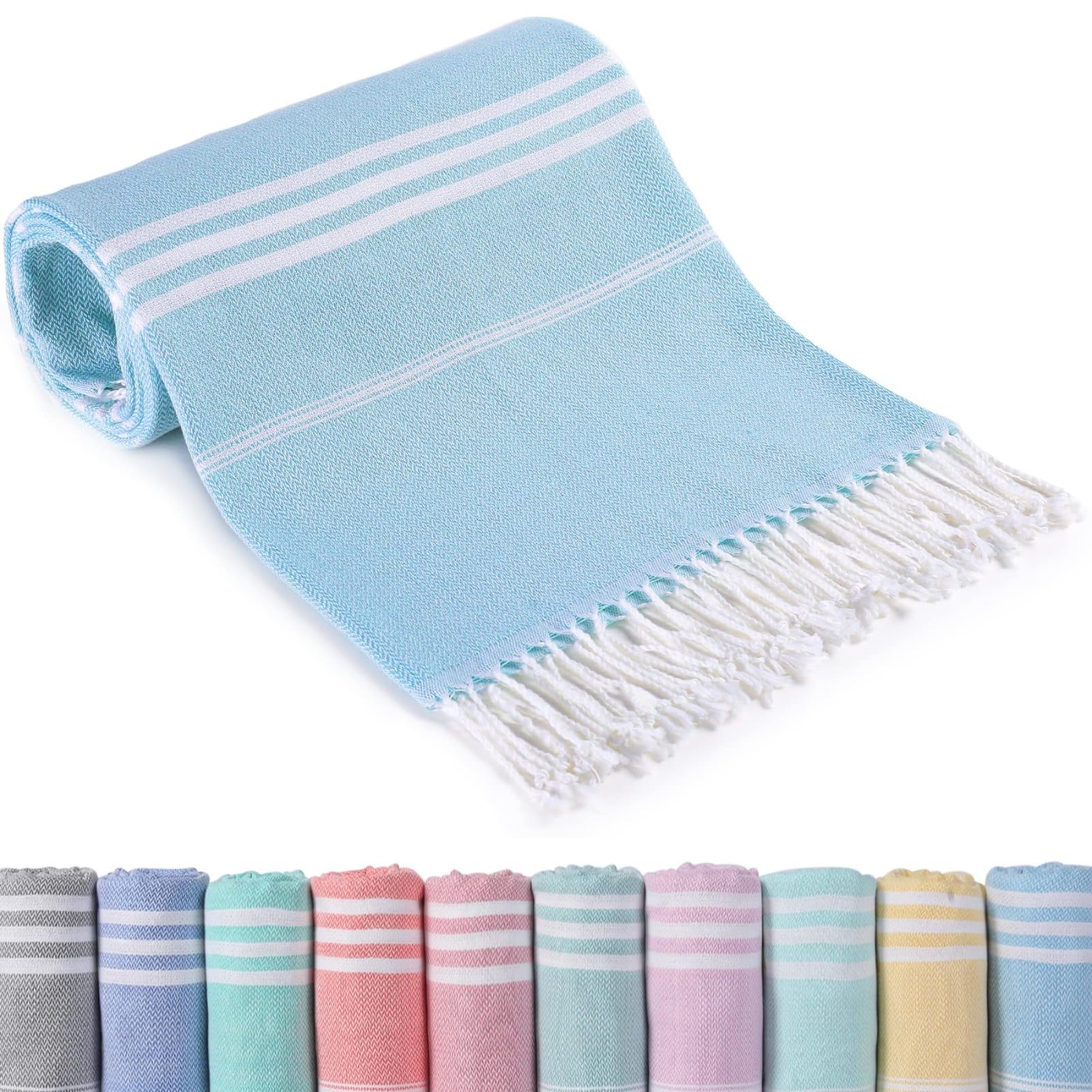 PsaltryCom Turkish Beach Towel Soft Lightweight Quick Dry Sand Free Bath Towel with Tassels for Beach Pool Travel Spa Yoga Camping (C,180x100cm)