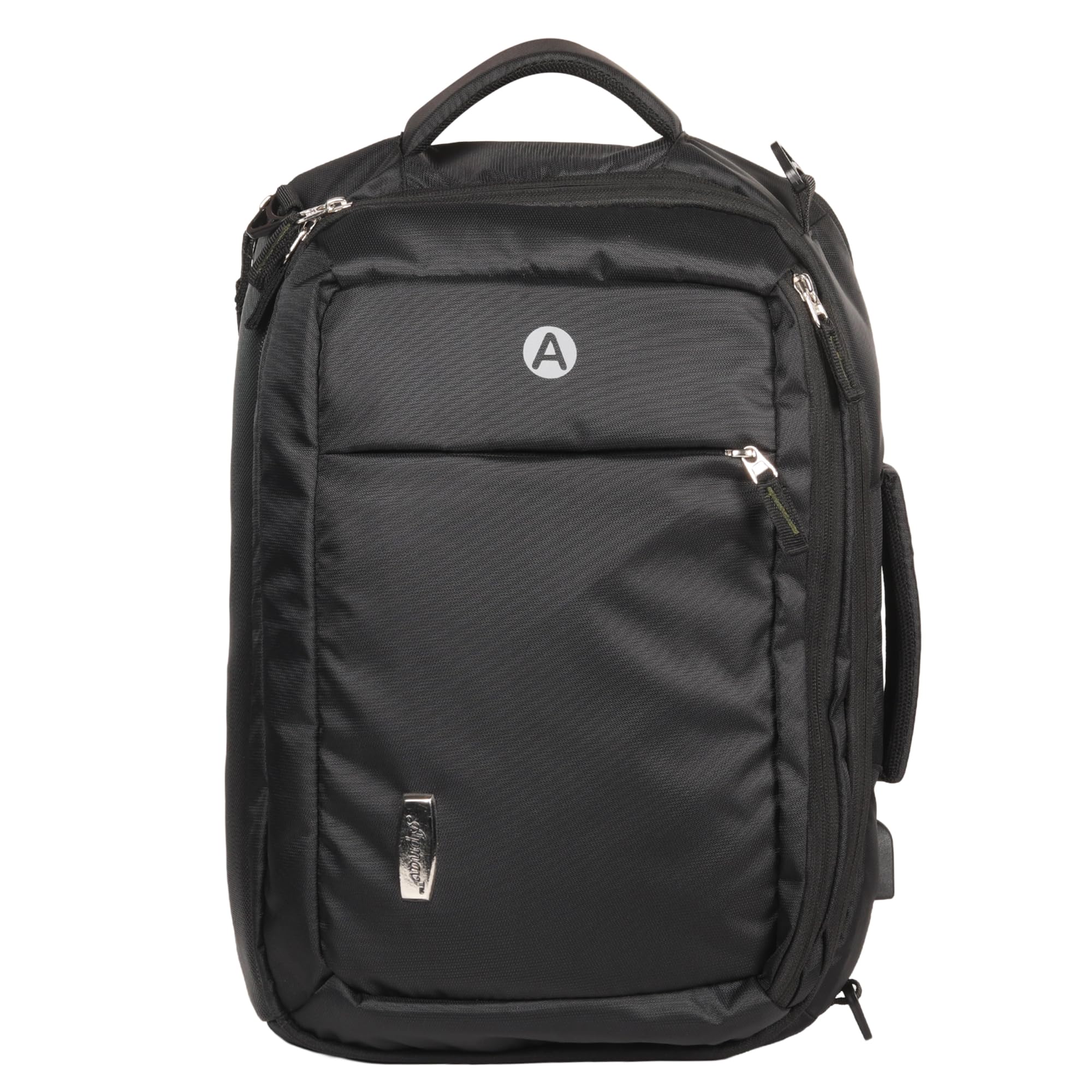 Apnav Black Laptop Backpack Convertible Heavy Fabric with Detachable shoulder
