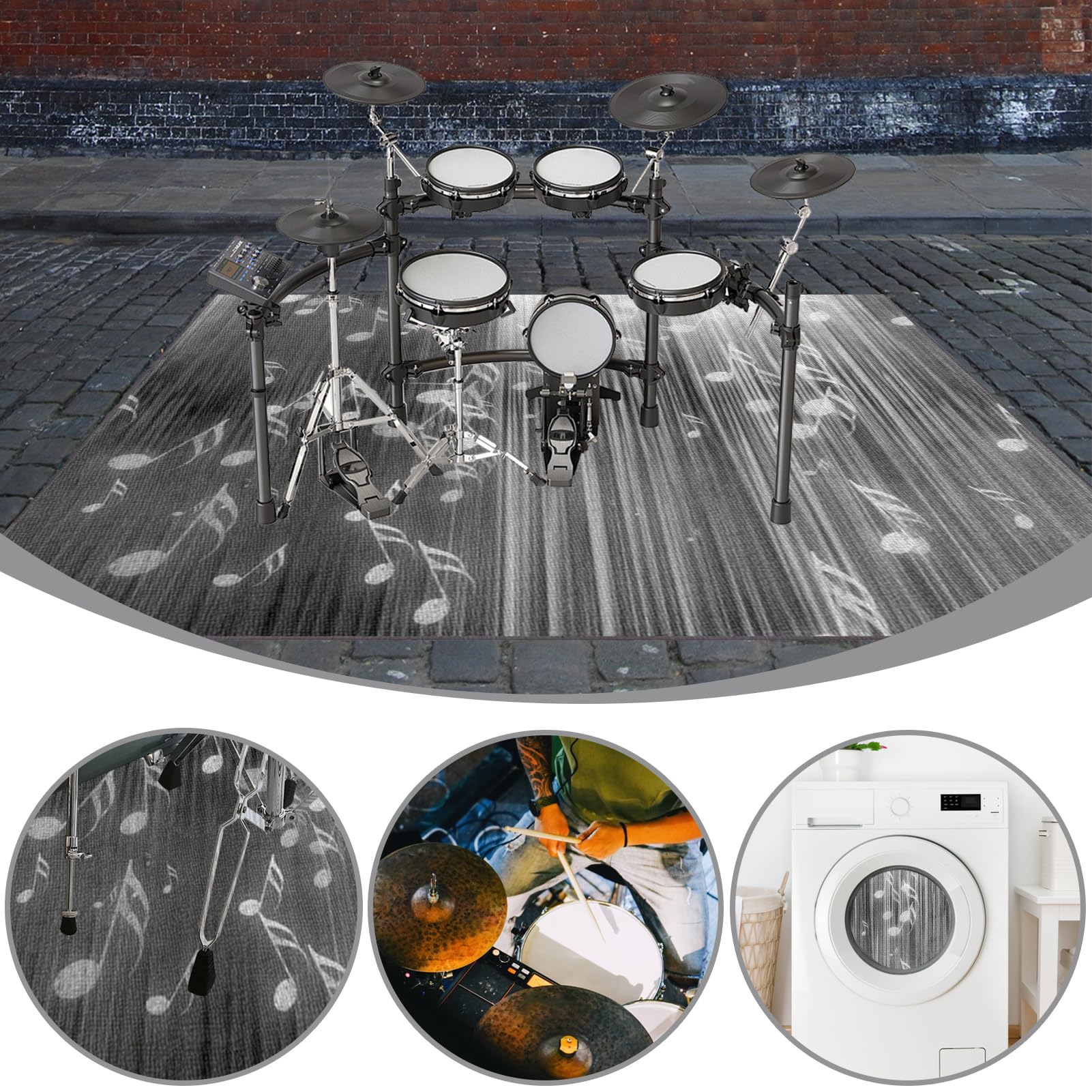 230 x 200 cm Tappeto per Batteria e Strumenti a Percussione Elettronici, Tappeto Insonorizzato Tamburo Antiscivolo, Tappeti Rettangolari per Grancassa, Tamburo Rullante e Altri Strumenti
