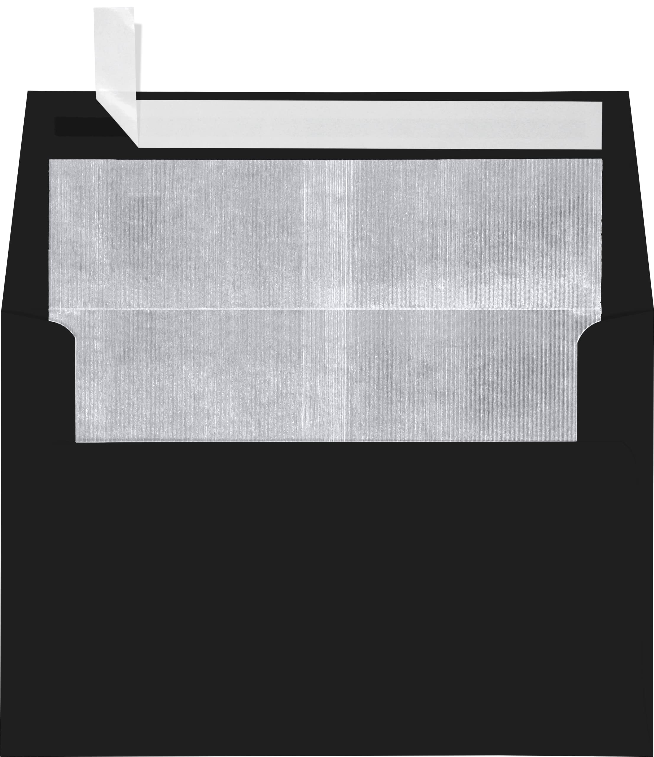 LUXPaper A4 Foil Lined Invitation Envelopes | Peel & Press | 4 1/4" x 6 1/4" | Black w/Silver LUX Lining | 80lb. Text | 50 Qty