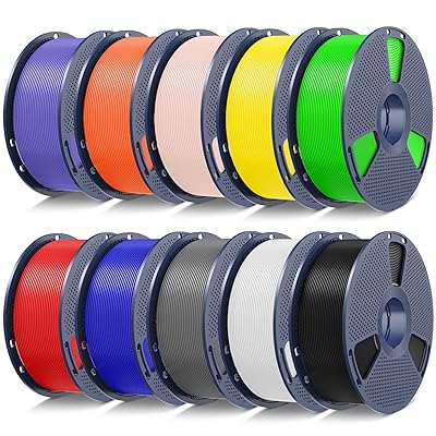 SUNLU PLA+2.0 3D Printer Filament Bundle,10KG Upgrade PLA+ Filament 1.75mm, 3DFilament Multicolor, 1KG Spool, 10 Pack, Black+White+Grey+Red+Klein Blue+Green+Yellow+Sunny Orange+Lavender Purple+Beige