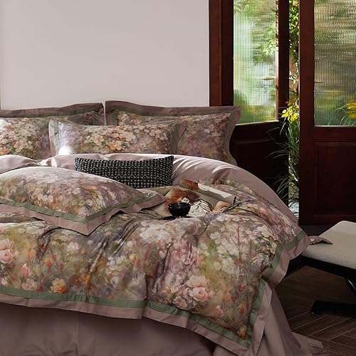 Miniatura 48 de mixinni Juego de funda de edredón con patrón de flores y pájaros de estilo jardín, diseño reversible azul pavo real, 3 piezas, juego de ropa de cama