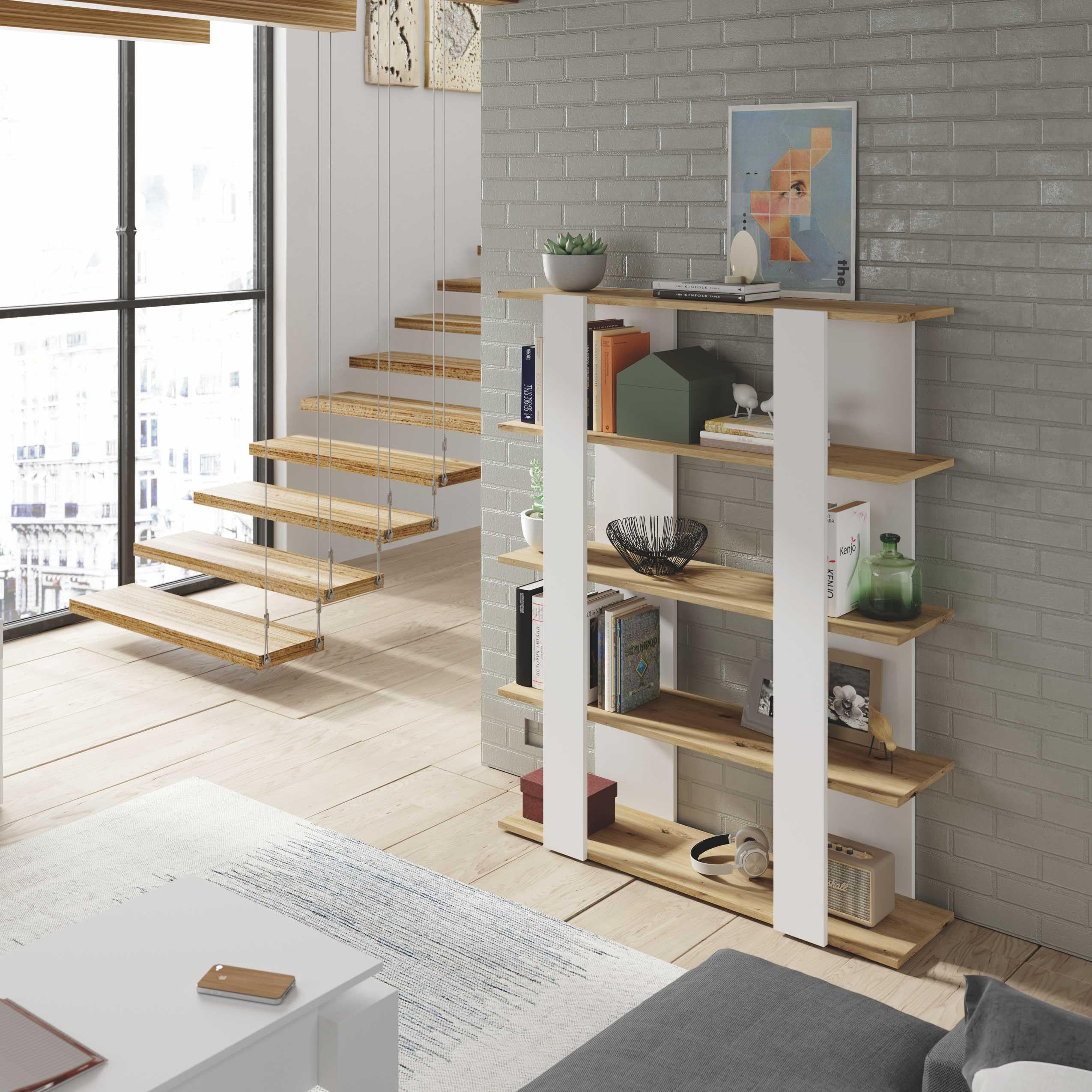 habeig Standregal Hochregal Bücherregal Aktenschrank Kommode Weiß Holz schwere Qualität (012260W)