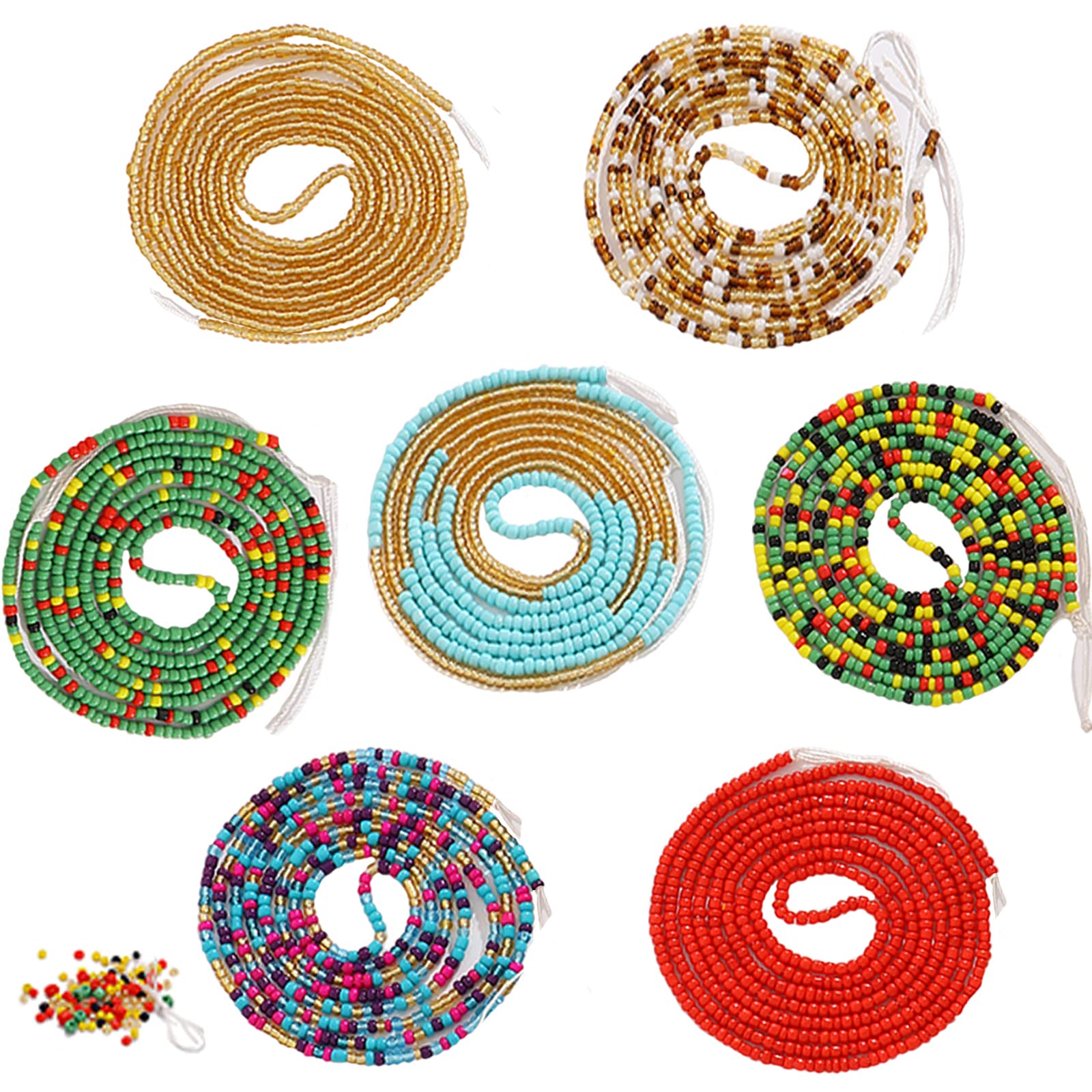 Salircon60 Inch Belly Beads for the Waist No Stretch Plus Size Tie on Waist Beads for Women DIY Custom Length Adjustable