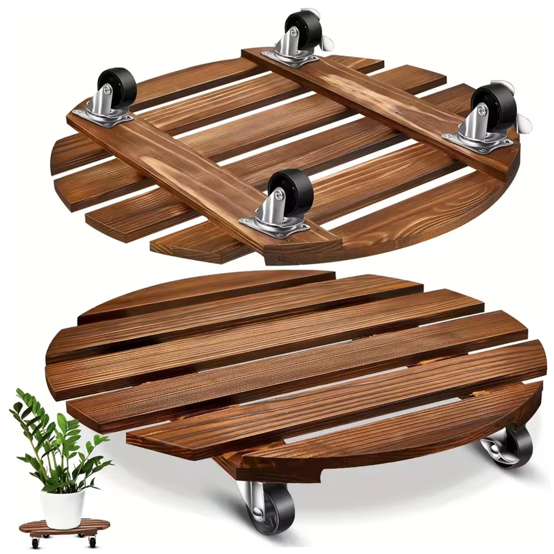 Panier à plantes avec roulettes verrouillables pour déplacer les pots lourds