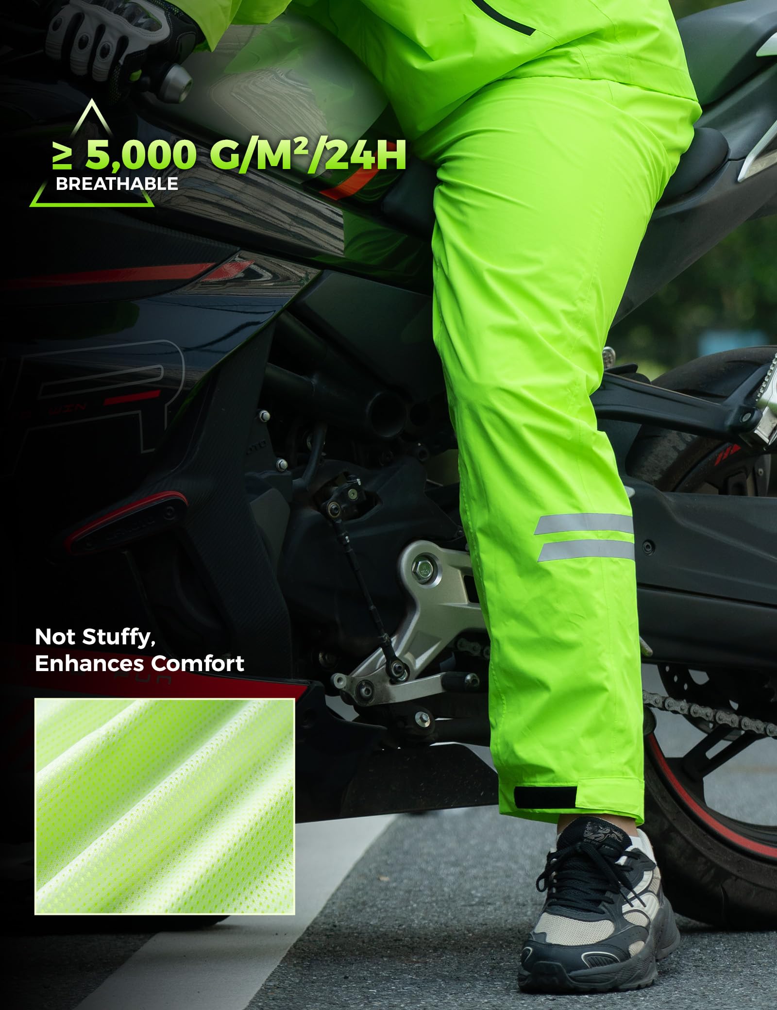 ROCKBROS Pantaloni Impermeabili da Ciclismo Uomo, Pantaloni Antipioggia per Bicicletta Sovrapantaloni Antivento e Traspirante, Abbigliamento Riflettente Sportivo per Escursionismo MTB Bici Running