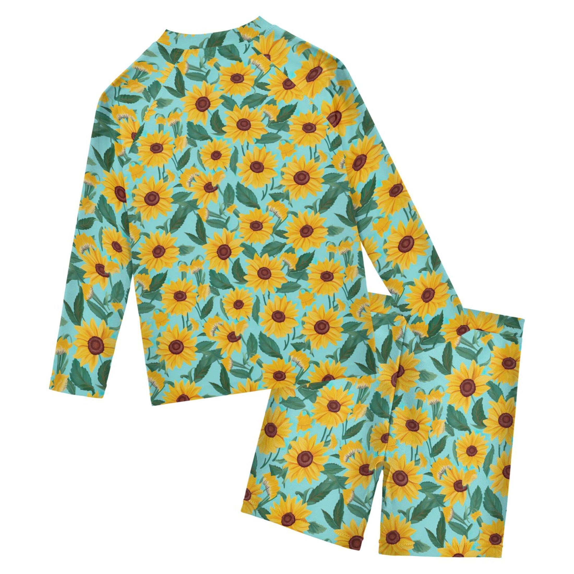 Sunflower Flowers Toddlers and Baby Boys' Swimsuit Trunk and Rashguard Set B0402473