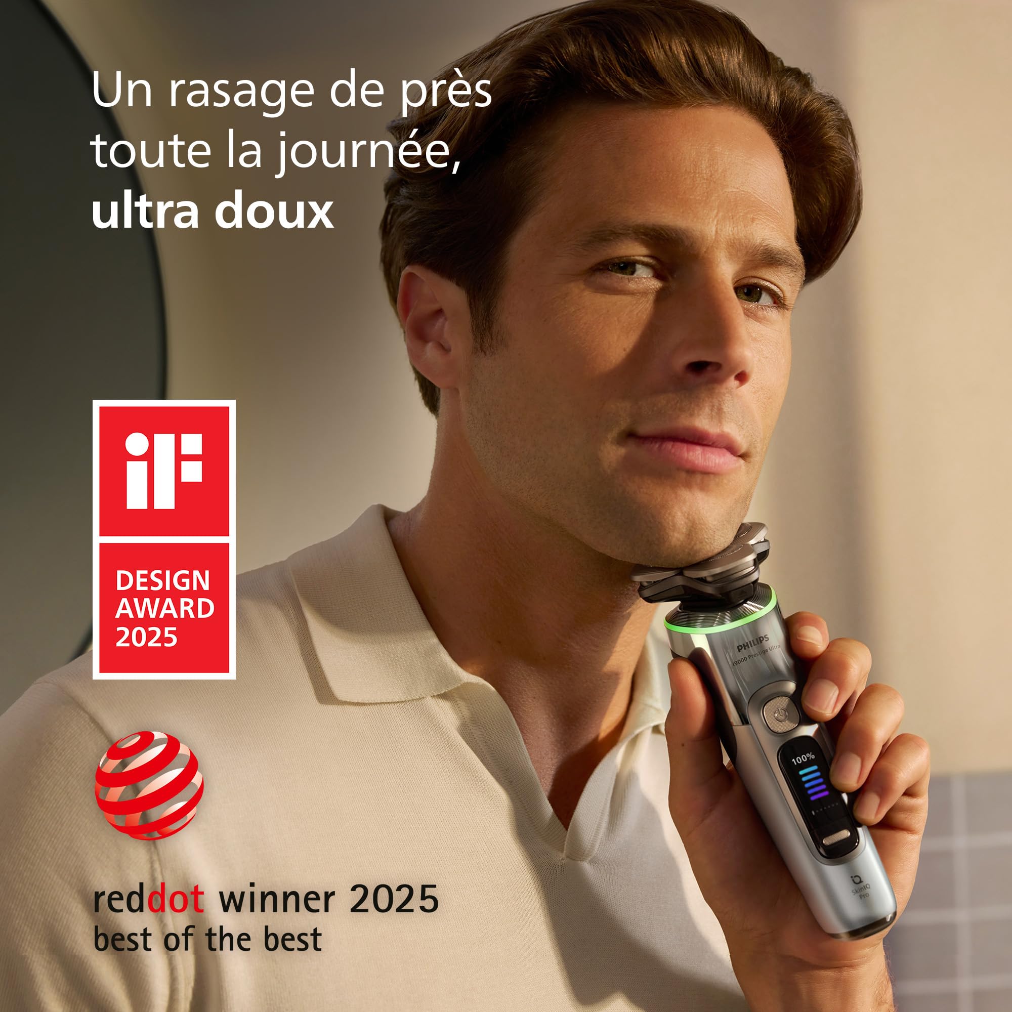 Philips Rasoir i9000 Prestige Ultra, rasoir électrique 100% étanche, technologie Skin IQ Pro, système Triple Lift & Cut, lames de précision NanoTech rotatives 360, 5 modes de rasage, XP9404/38