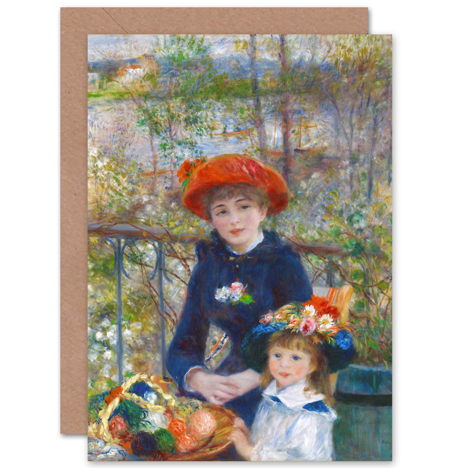 Artery8 Two Sisters Renoir On The Terrace Fine Art Greeting Card Plus Envelope Blank Inside