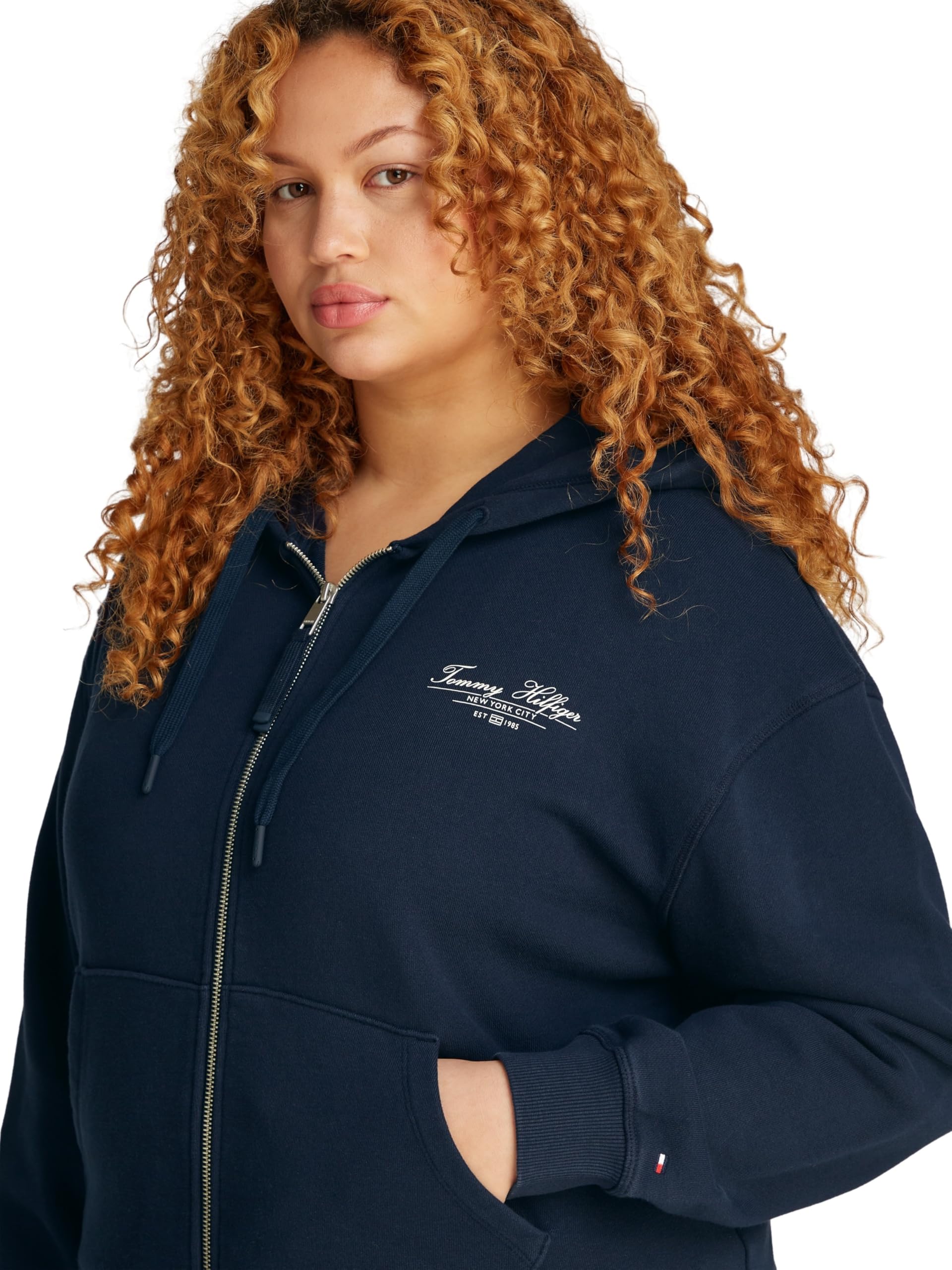 Tommy Hilfiger Damen CRV Reg Script Zip Hoodie Ww0ww46072 CRV REG Script Zip Hoodie WW0WW46072 (1er Pack)