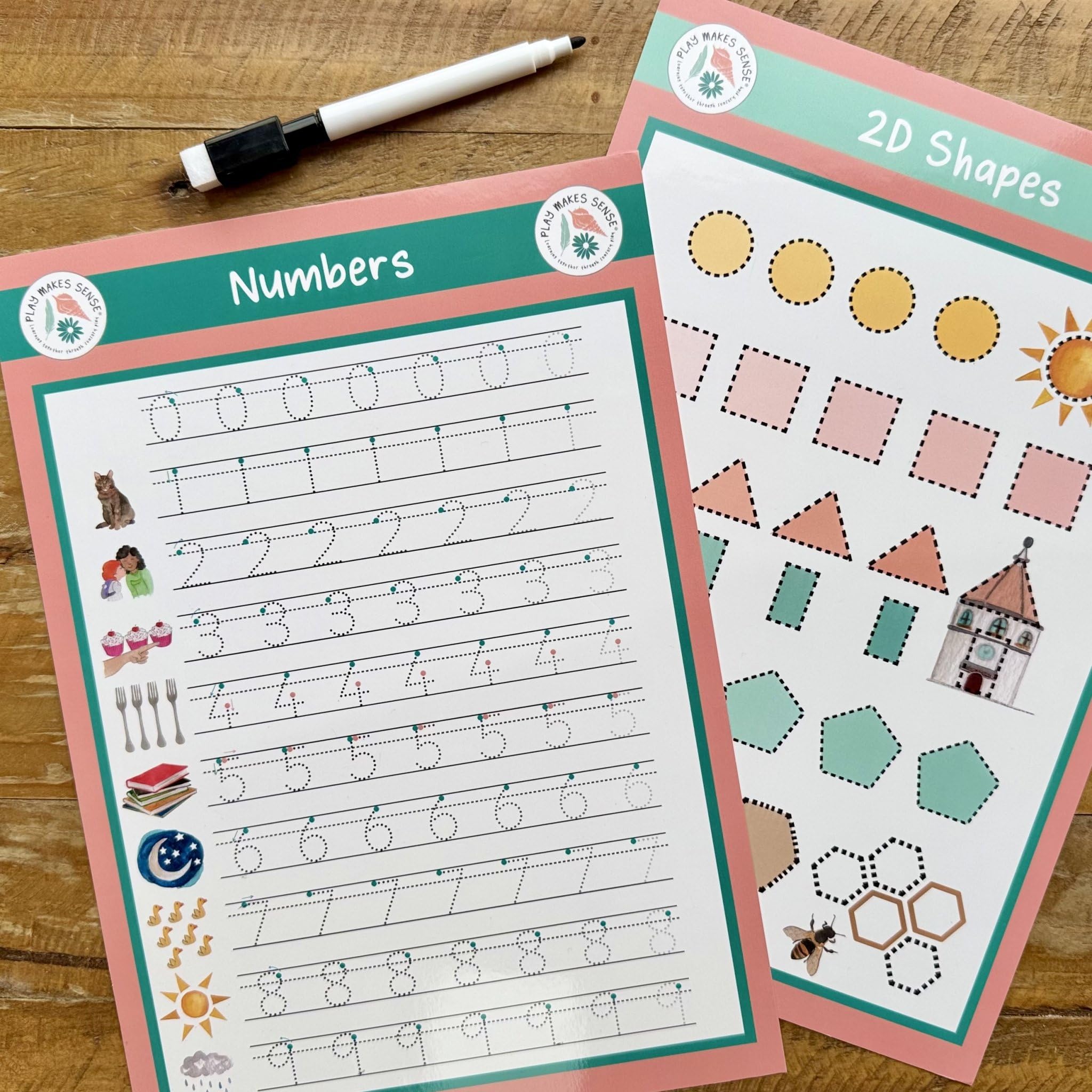 Letter, Number and Shape Formation Wipeable Learning Mats - Image 4