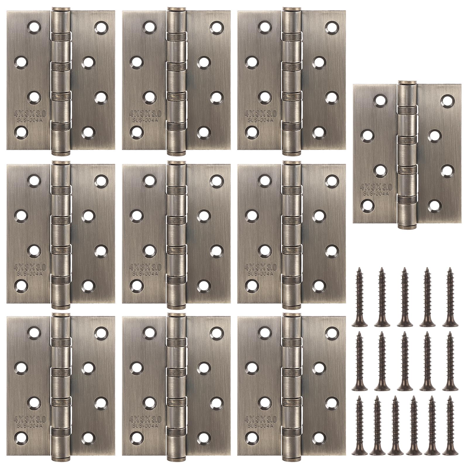 Confezione da 10 cerniere per porta, 105 x 75 mm, in ottone anticato