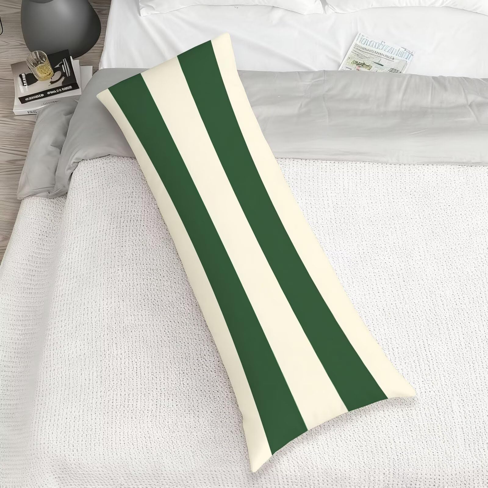 Poszewki na poduszki do łóżka 60 x 180 cm poszewki na poduszki z paskiem na poduszkę łóżko zielona aksamitna poszewka na poduszkę na sofę, miękki dwustronny nadruk poszewka na poduszkę z niewidocznym