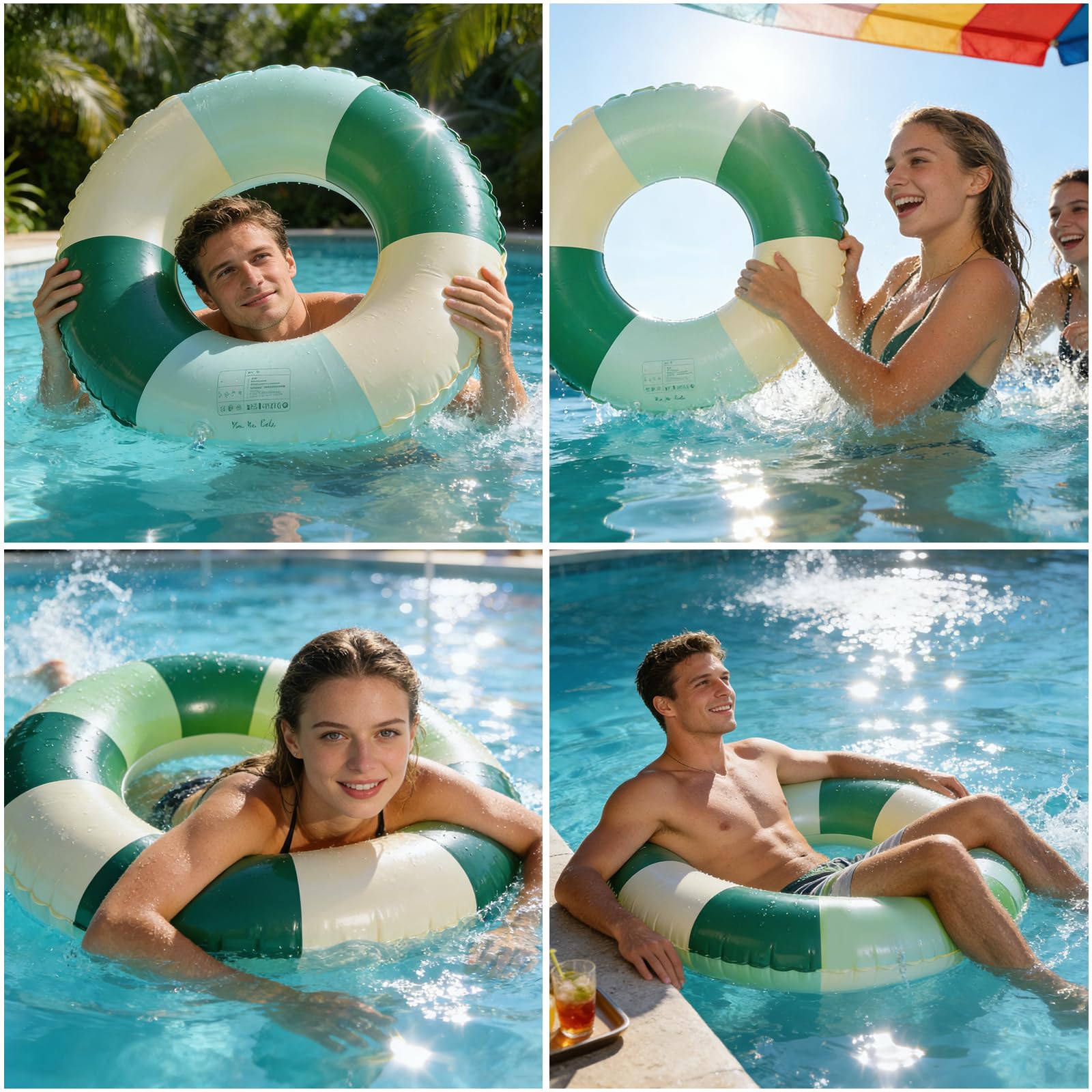 Inflatable Swimming Ring, Inflatable Pool Floats for Adults Durable Rubber Swimming Pool Tube - Image 6