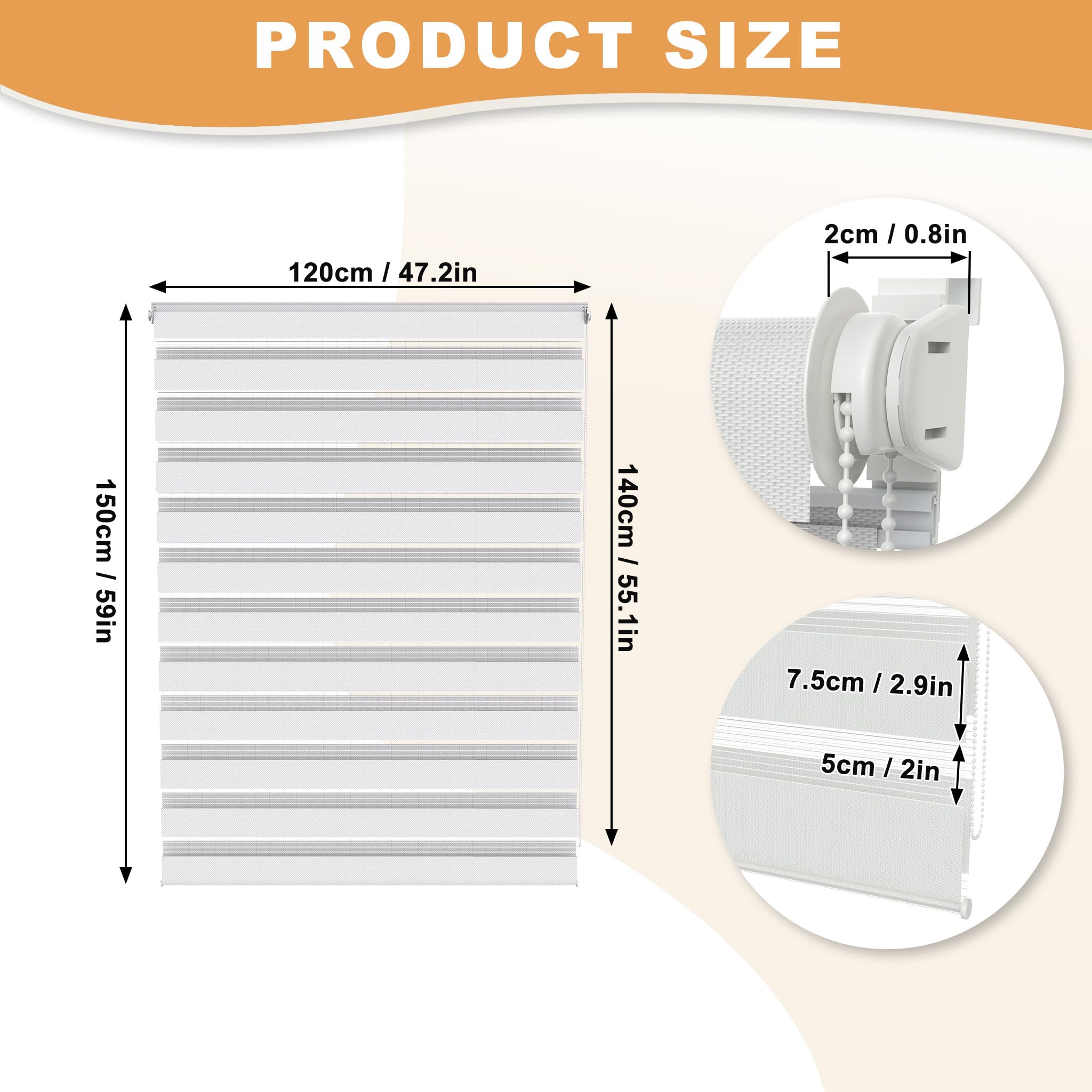 YRHome Klemmfix - Store enrouleur double - Sans perçage - 120 x 150 cm (l x H) - Store à fixation latérale - Pour fenêtres et portes - Avec traction latérale - Protection solaire - Protection UV