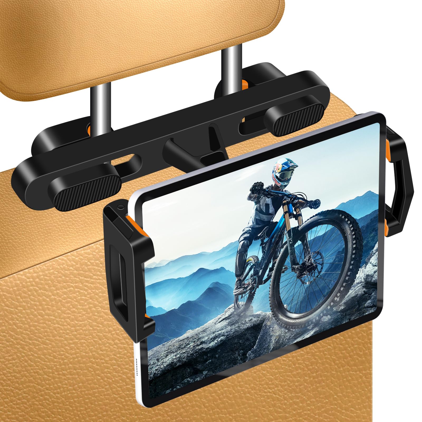 najiaxiaowu Tablet Holder for Car, Upgrade Adjustable ipad Headrest Mount Back Seat with 360°Rotating Car Tablet Holder for Rode Trip Essentials for 5.5-18.4 Inch Tablet/iPad/Phones