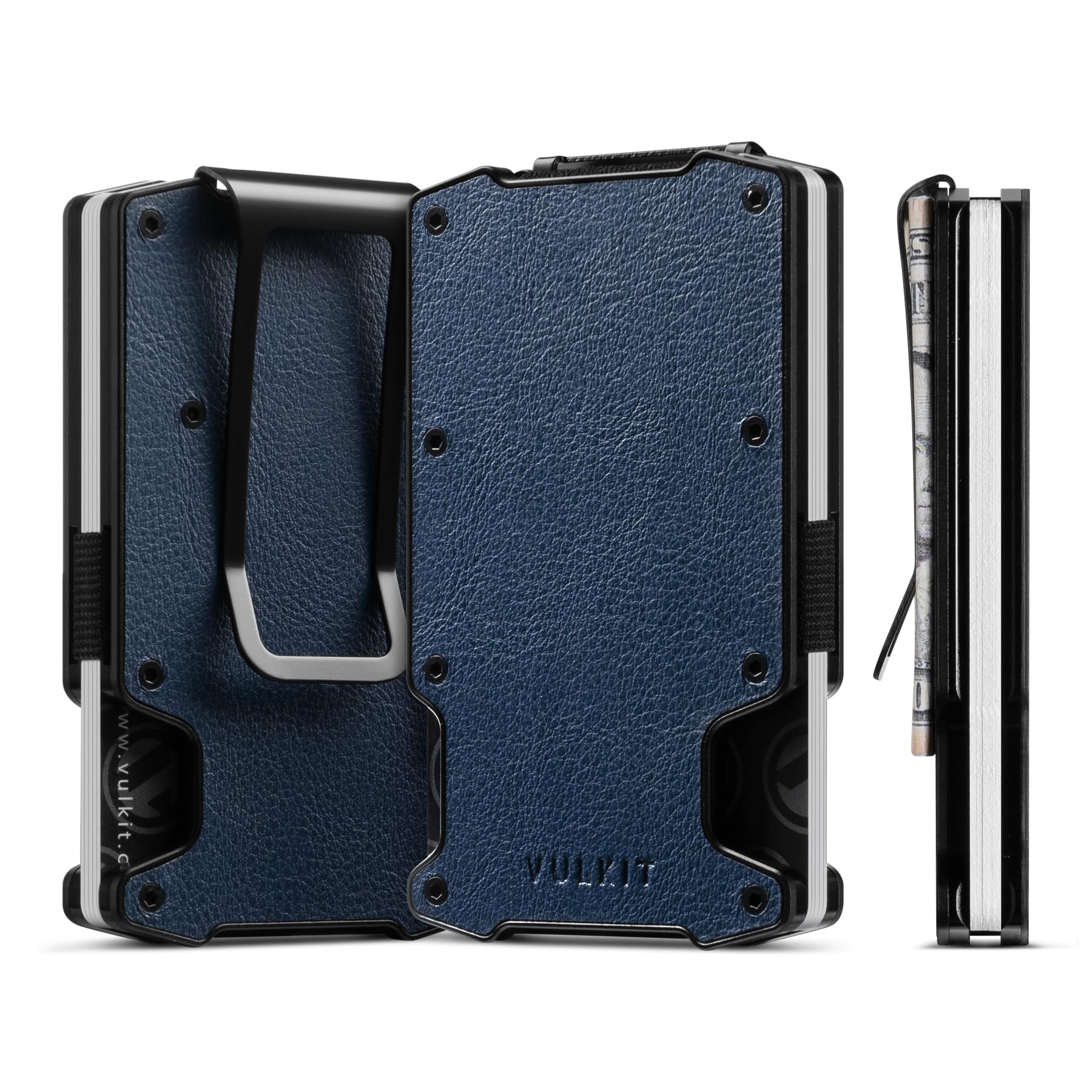 VULKIT Wallet for Men Slim Wallet with Money Clip, RFID Blocking Metal Wallet, Card Holder Mens for 15+ Cards