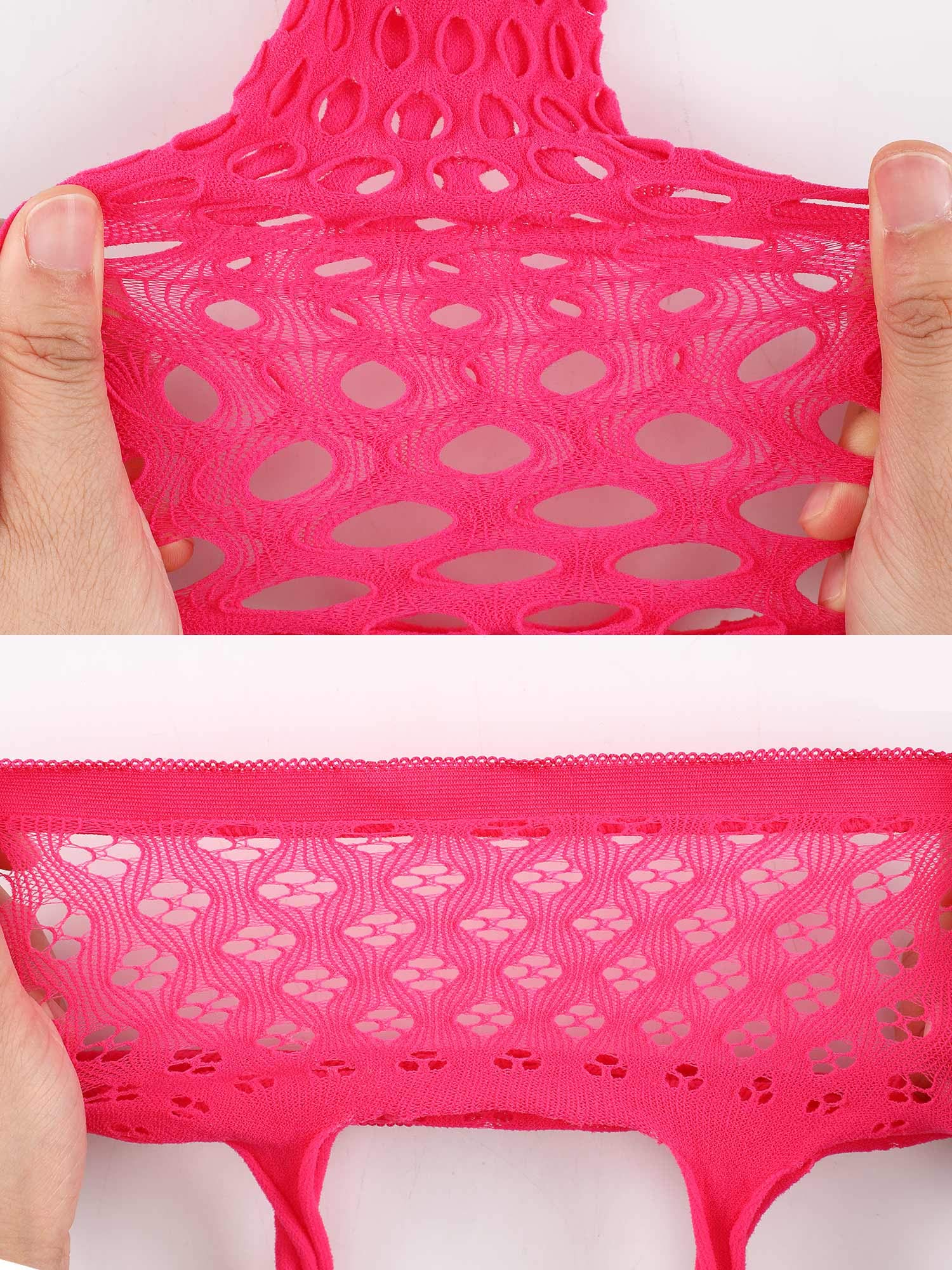 6 Pairs Women Fishnet Thigh High Stockings Garter Belts and Suspender Pantyhose Stockings for Halloween (Classic, Black,Medium): Large-X-Large Black, Purple, Royal Blue, Red, Rosy, White