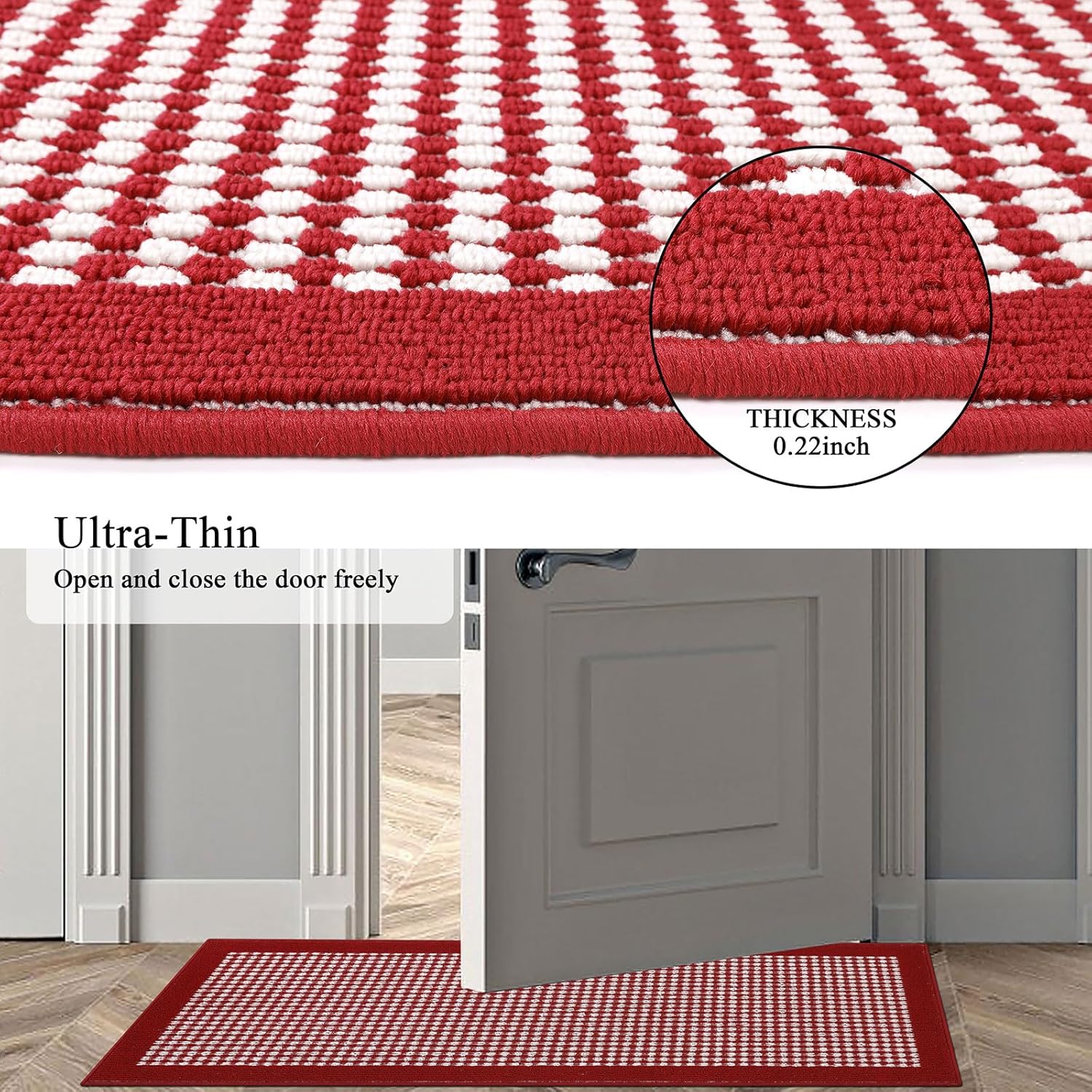Ileading Christmas Hallway Runner Rug 2x6ft Red Kitchen Floor Mat Modern Geometric Non Slip Throw Rugs Indoor Doormat Machine Washable Accent Carpet for Winter Holiday Valentine's Day Decor - Image 6