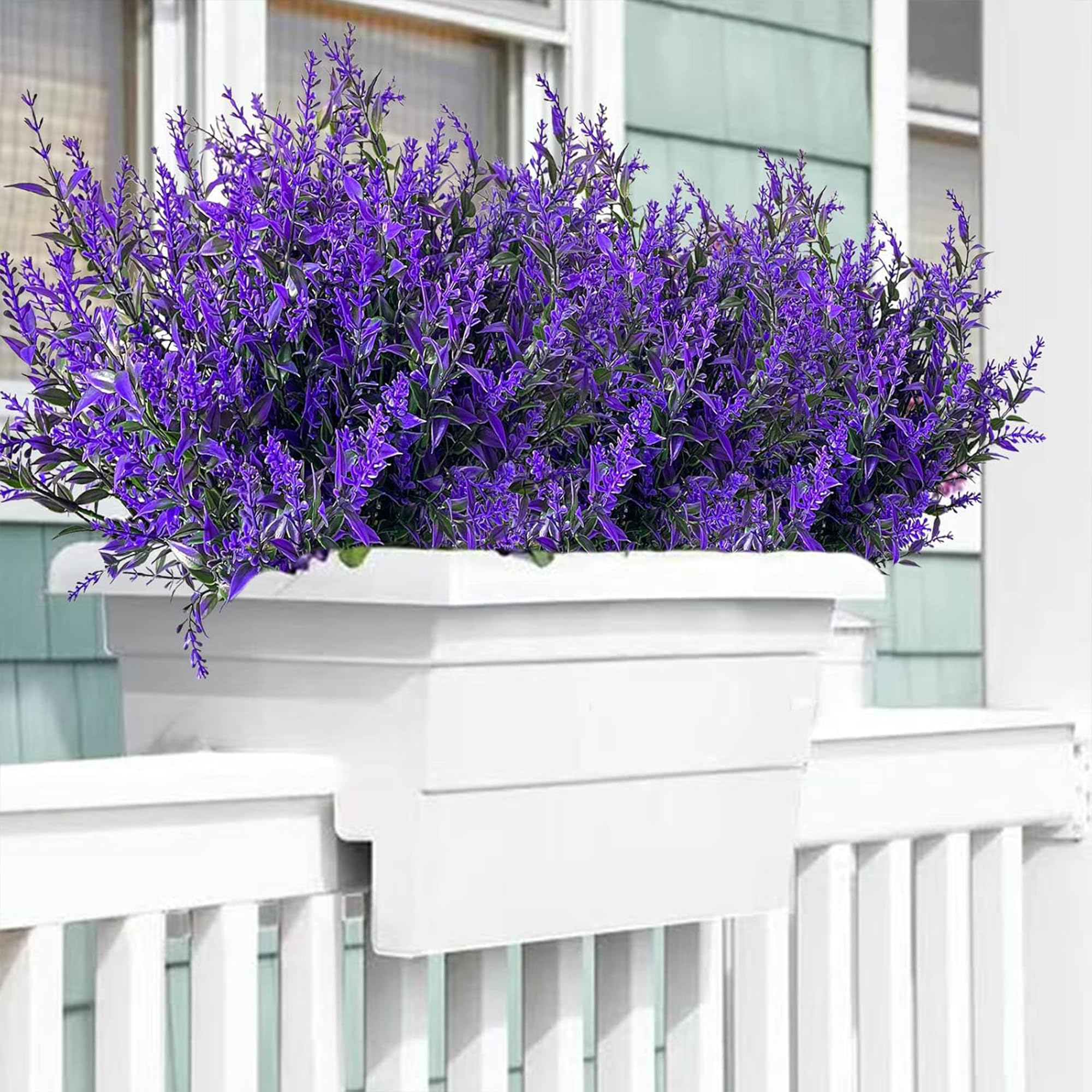 HNVNER 16 Piezas Flores de Lavanda Artificiales Exterior, Planta de Flores Artificiales Resistentes a los Rayos UV para Decoracion Exterior y Interior(Púrpura)