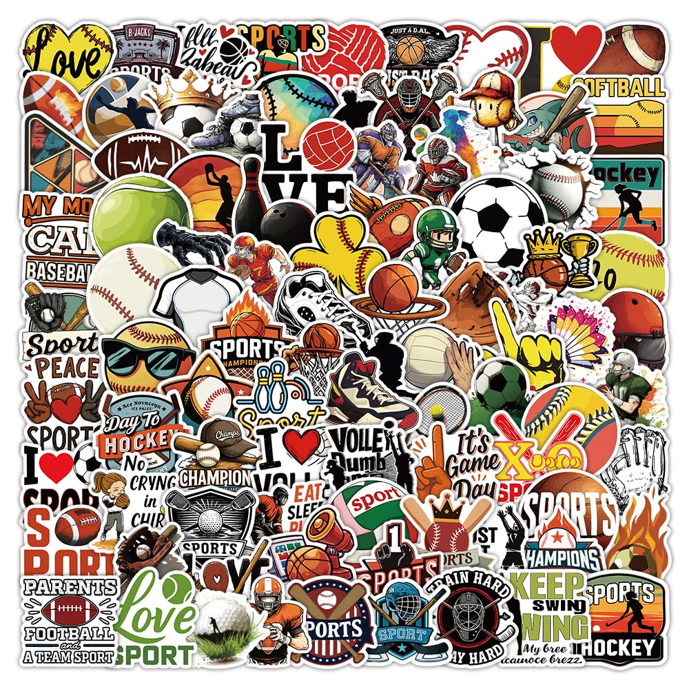 Sports Stickers 150PCS Gift for Water Bottles - Basketball, Baseball, Football, Volleyball, Soccer - Stickers for Teens/Kids