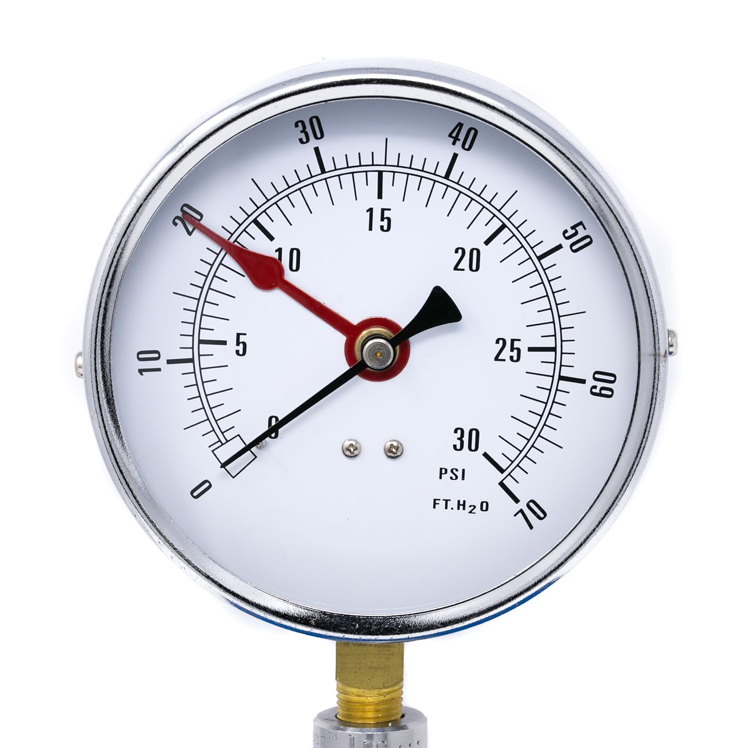 PIC Gauges ALTITUDE-454L-C Bottom Mount Dry Non-Fillable Altitude Gauge w/ Black Steel Case, Brass Internals, Plastic Lens, 4.5" Dial, 0/30 psi & 0/70 ftH2O Range, 1/4" Male NPT