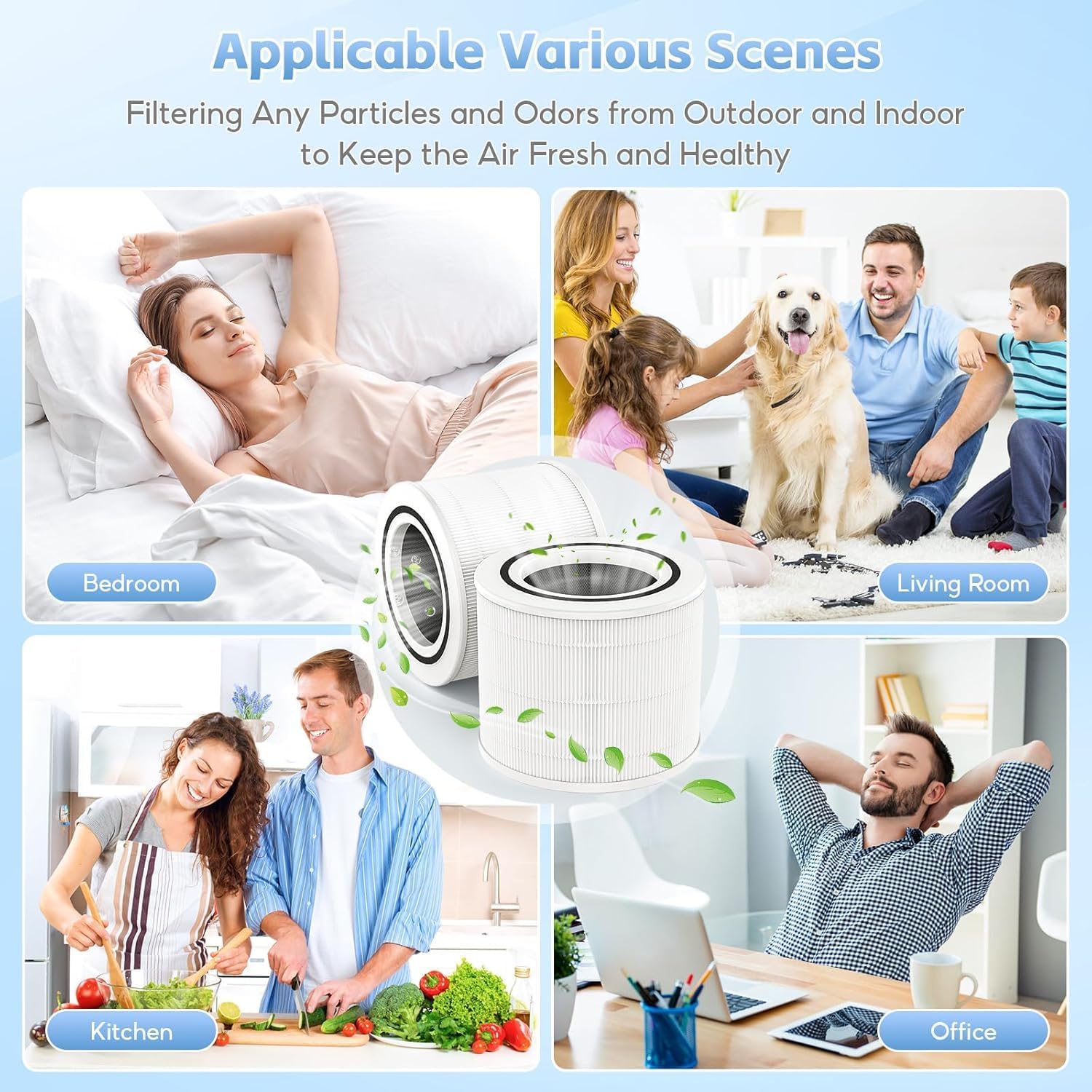 2 Pack Core 300 Replacement Filter Compatible with LEVOIT Core 300 and Core 300S Air Purifier, 3-in-1 True HEPA with High Efficiency Core 300-RF Filter Replacement, White