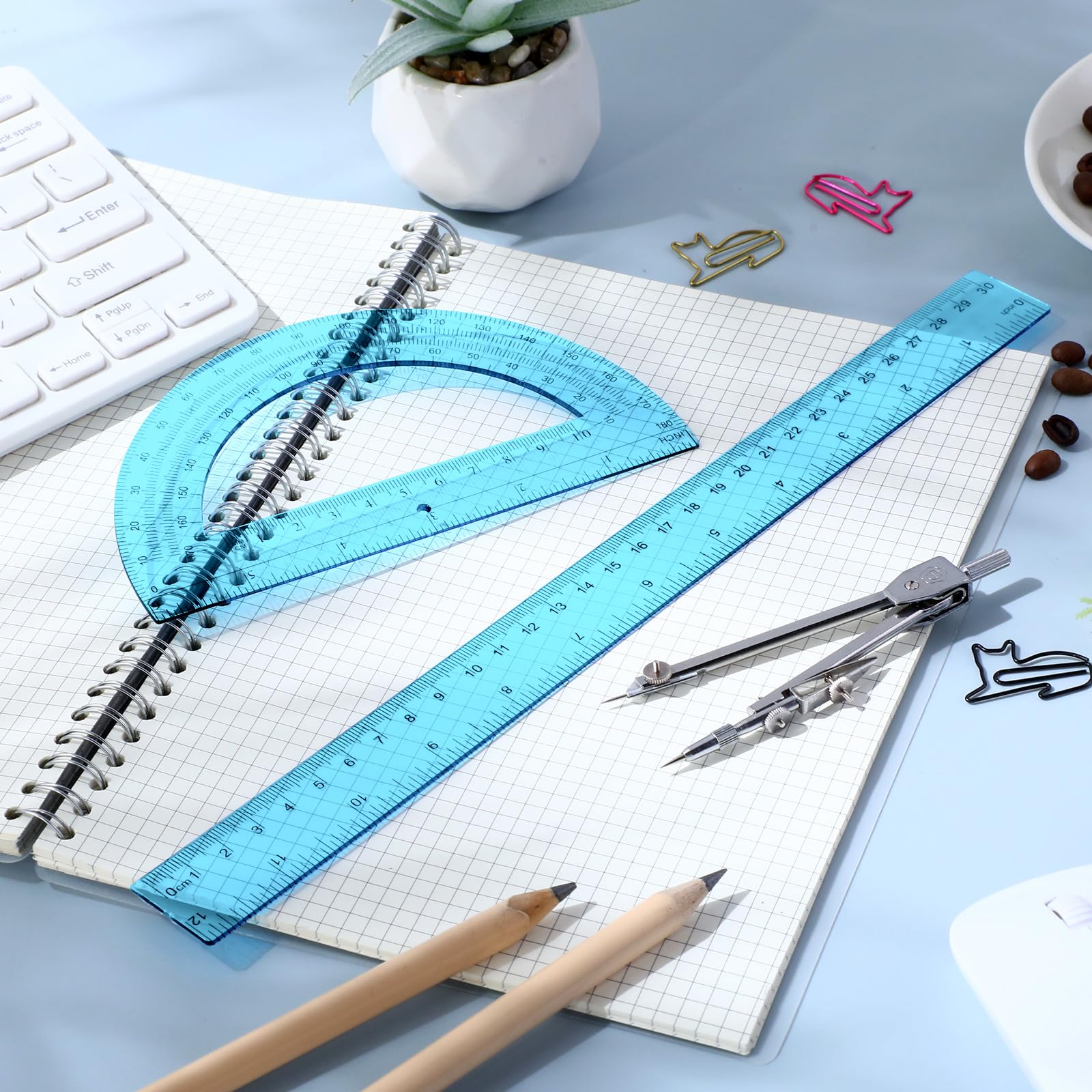 7 Piece Math Set Compass Protractor Rulers 7 Piece Geometry Set With ...
