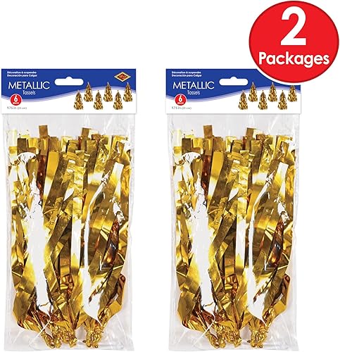 Miniatura 5 de Beistle 12 borlas de globo de plástico metálico con flecos para fiesta de cumpleaños, recepción de boda, baby shower, decoraciones de graduación,