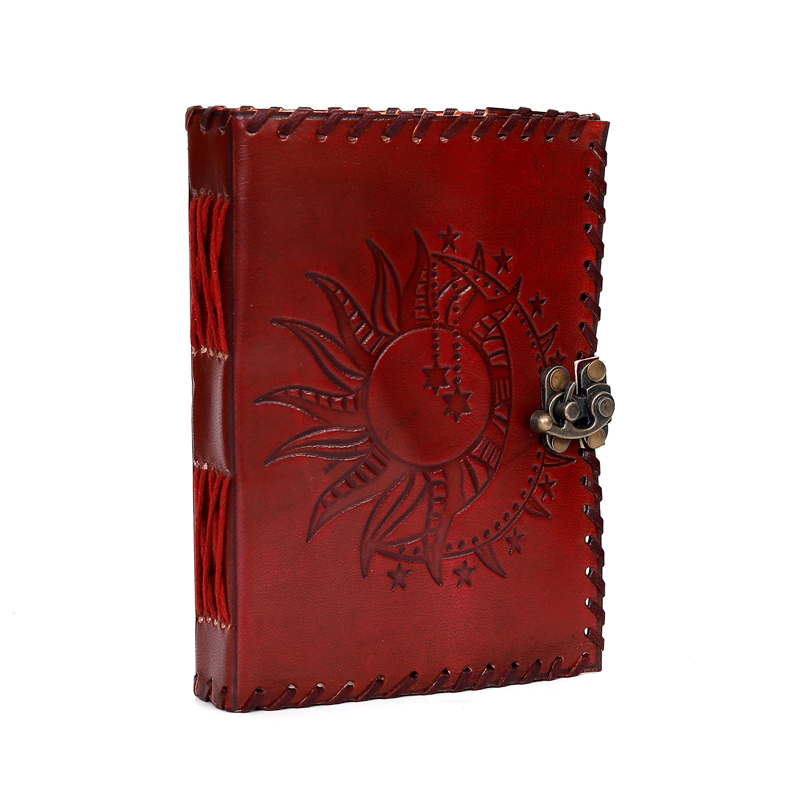 CLA Journal Leather, Leather Notebook, Vintage Journal, Leather Journal for Men, Leather Journal for Women, Sun and Moon Journal Leather, (7 x 5 Inch, Bronze - Sun & Moon)