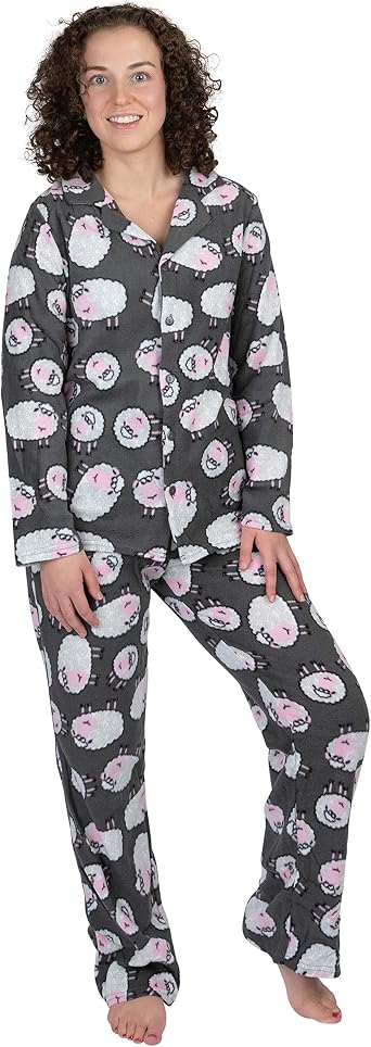 Womens 2-Piece Ultra-Soft Micro Fleece Pajama Set - For Sleeping or Lounging