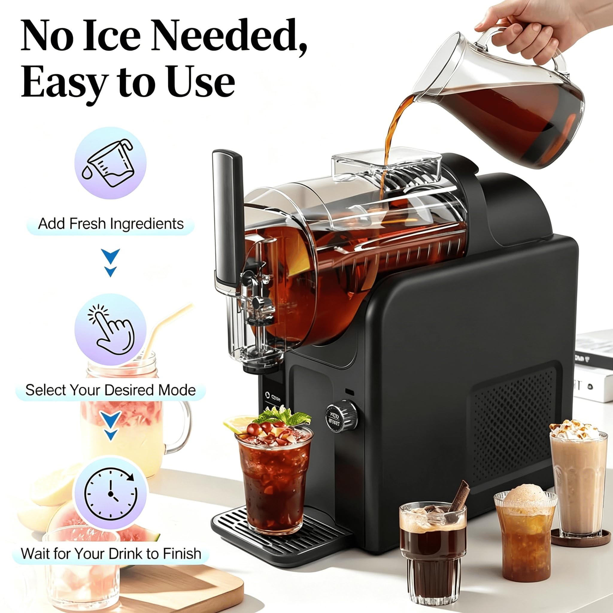 Máquina de granizados Multifuncional para el hogar, máquina para Hacer Bebidas congeladas de Gran Capacidad de 2 litros con 5 Modos, congelación rápida,Blanca